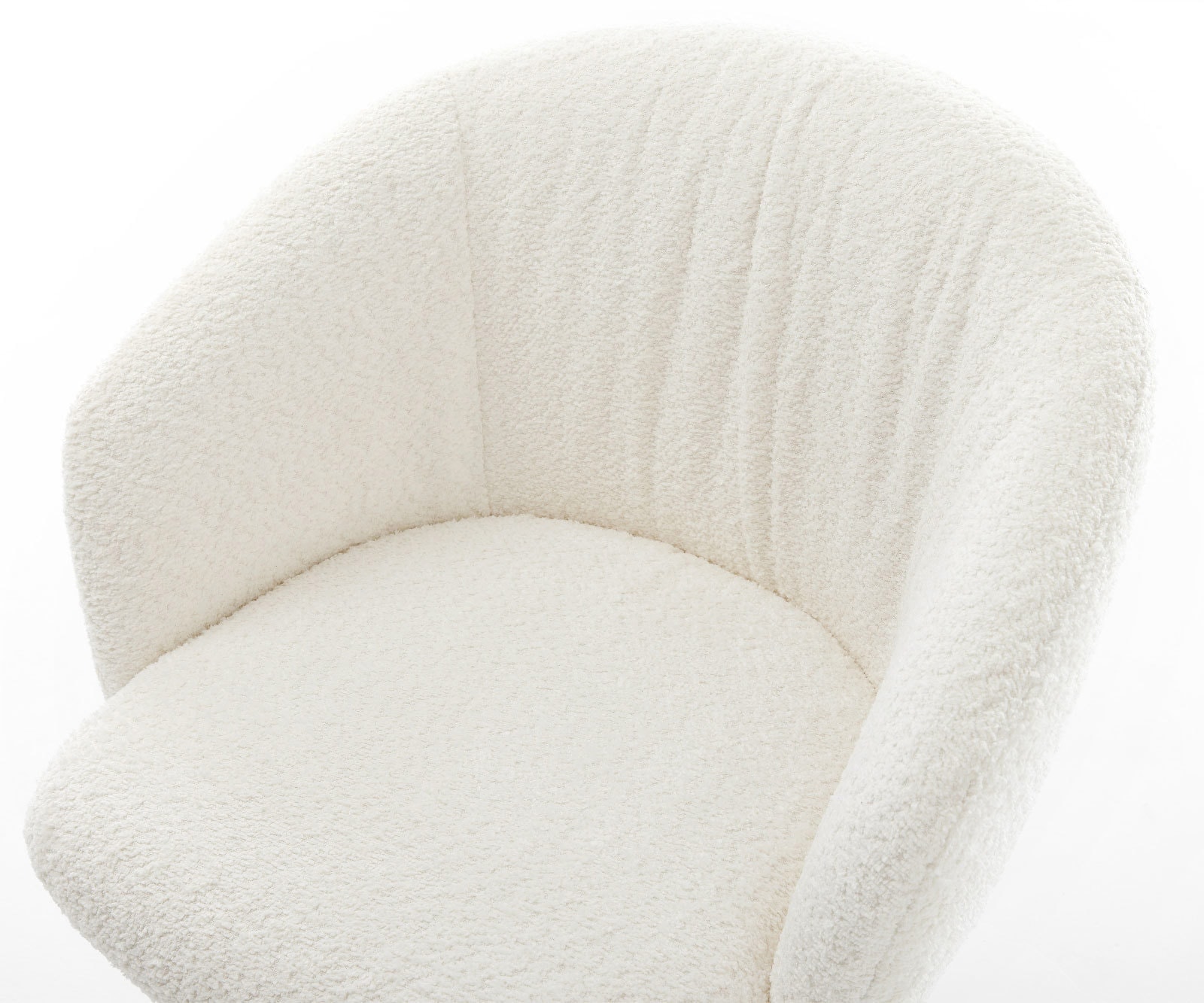 Draaistoel Caja-Flex met armleuning bouclé wit kruispoot zwart 360° draaibaar pocketveer kern 4