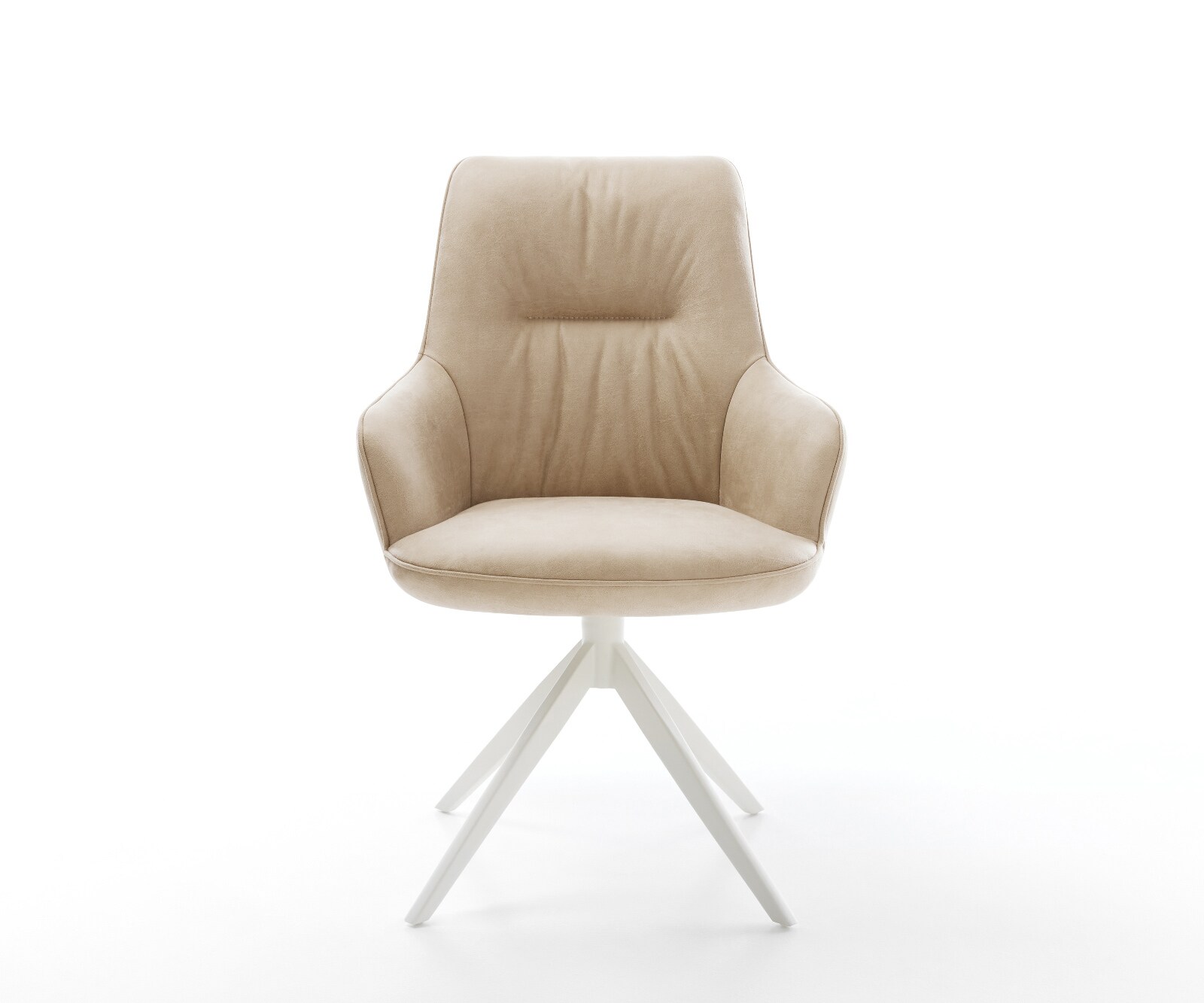 Draaistoel Zelia-Flex met armleuning microvelours beige vintage kruisframe breed wit 360° draaibaar rocker-functie pocketveer kern 2