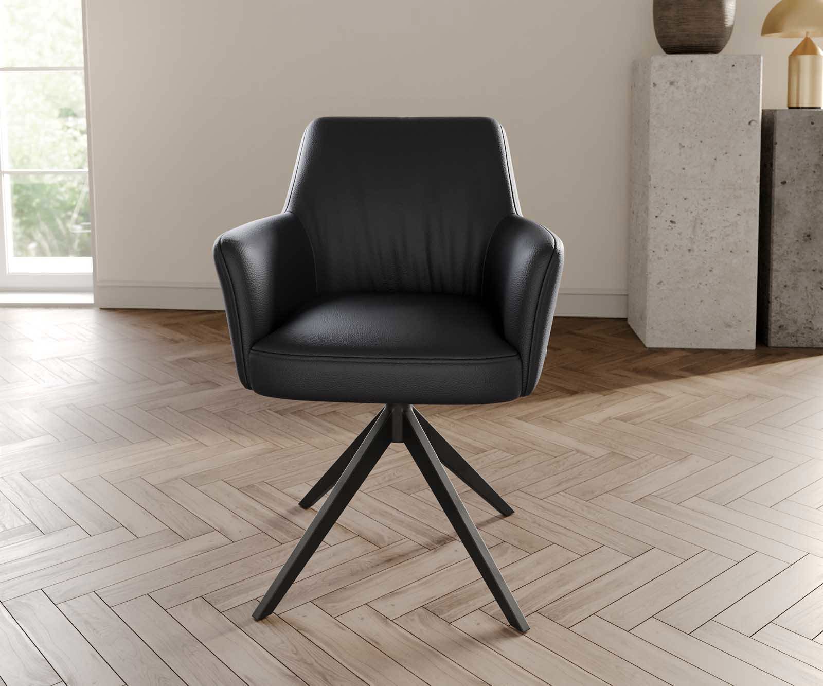 Draaistoel Xana-Flex met armleuning echt leer zwart kruisframe breed zwart 360° draaibaar pocketveer kern 1 Draaistoel Xana-Flex met armleuning echt leer zwart kruisframe breed zwart 360° draaibaar pocketveer kern 1