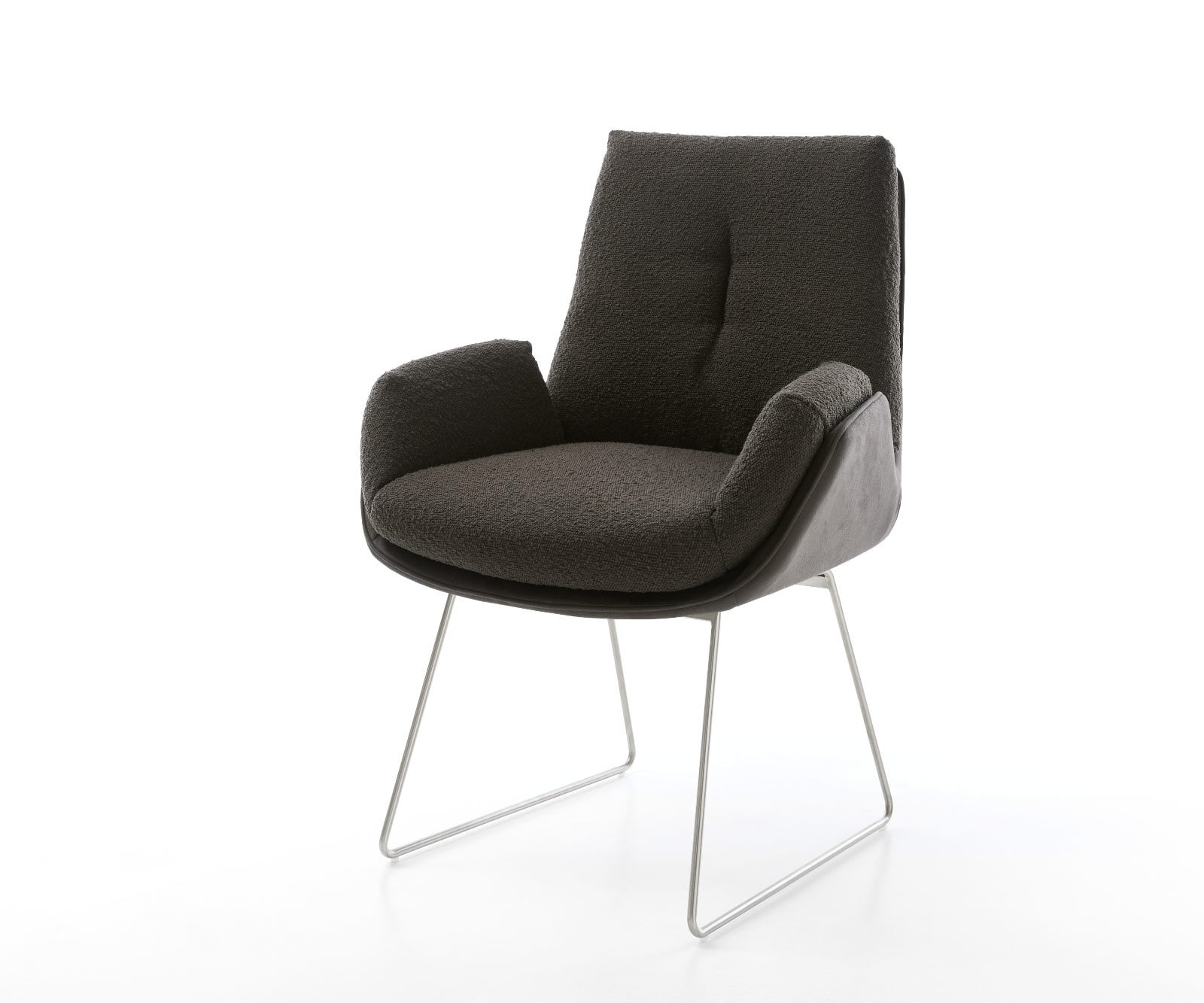 Eetkamerstoel Clea-Flex materiaalmix zwart slipframe roestvrij staal Eetkamerstoel Clea-Flex materiaalmix zwart slipframe roestvrij staal