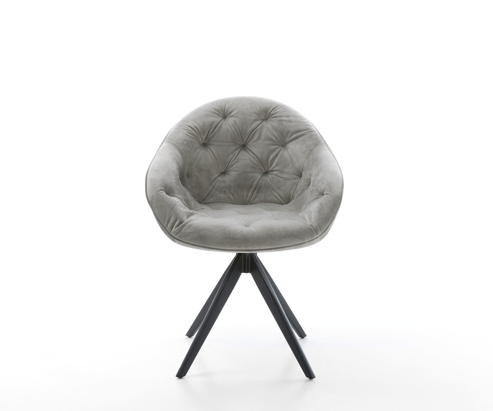 Eetkamerstoel Gaio-Flex fluweel grijs kruisframe hoekig zwart 1 Eetkamerstoel Gaio-Flex fluweel grijs kruisframe hoekig zwart 1