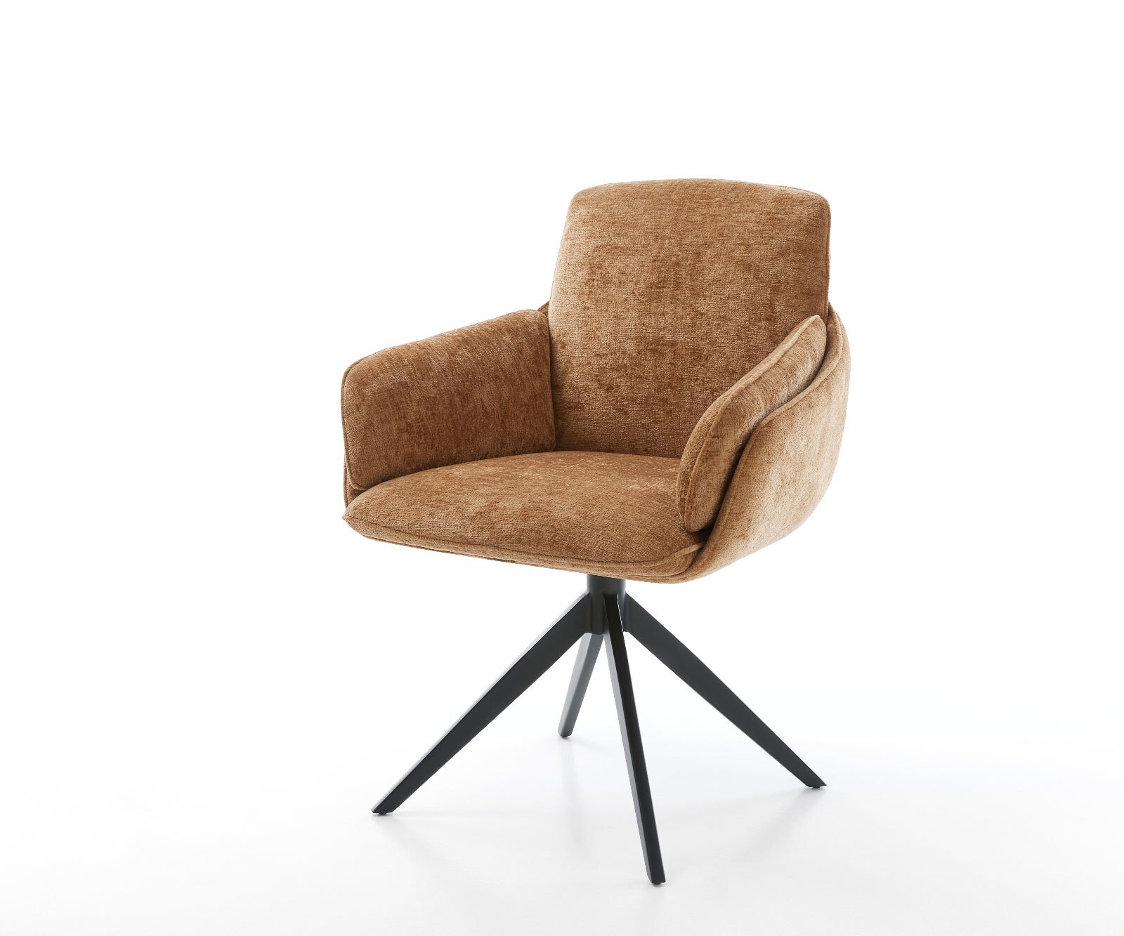 Draaistoel Luan-Flex met armleuning chenille Roest kruisframe breed zwart 360° draaibaar rocker-functie