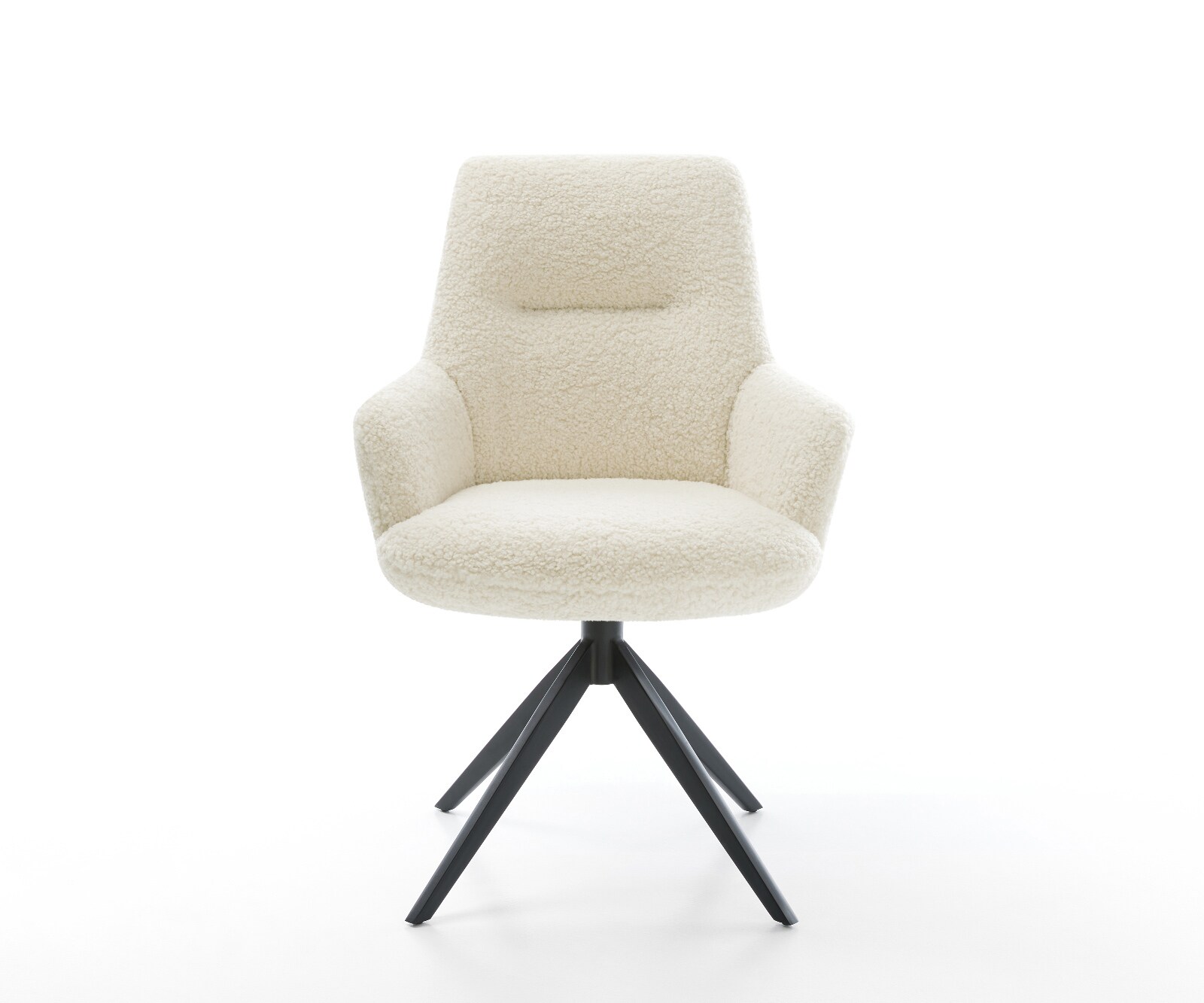 Draaistoel Zelia-Flex met armleuning teddy beige kruisframe breed zwart 360° draaibaar rocker-functie pocketveer kern 2