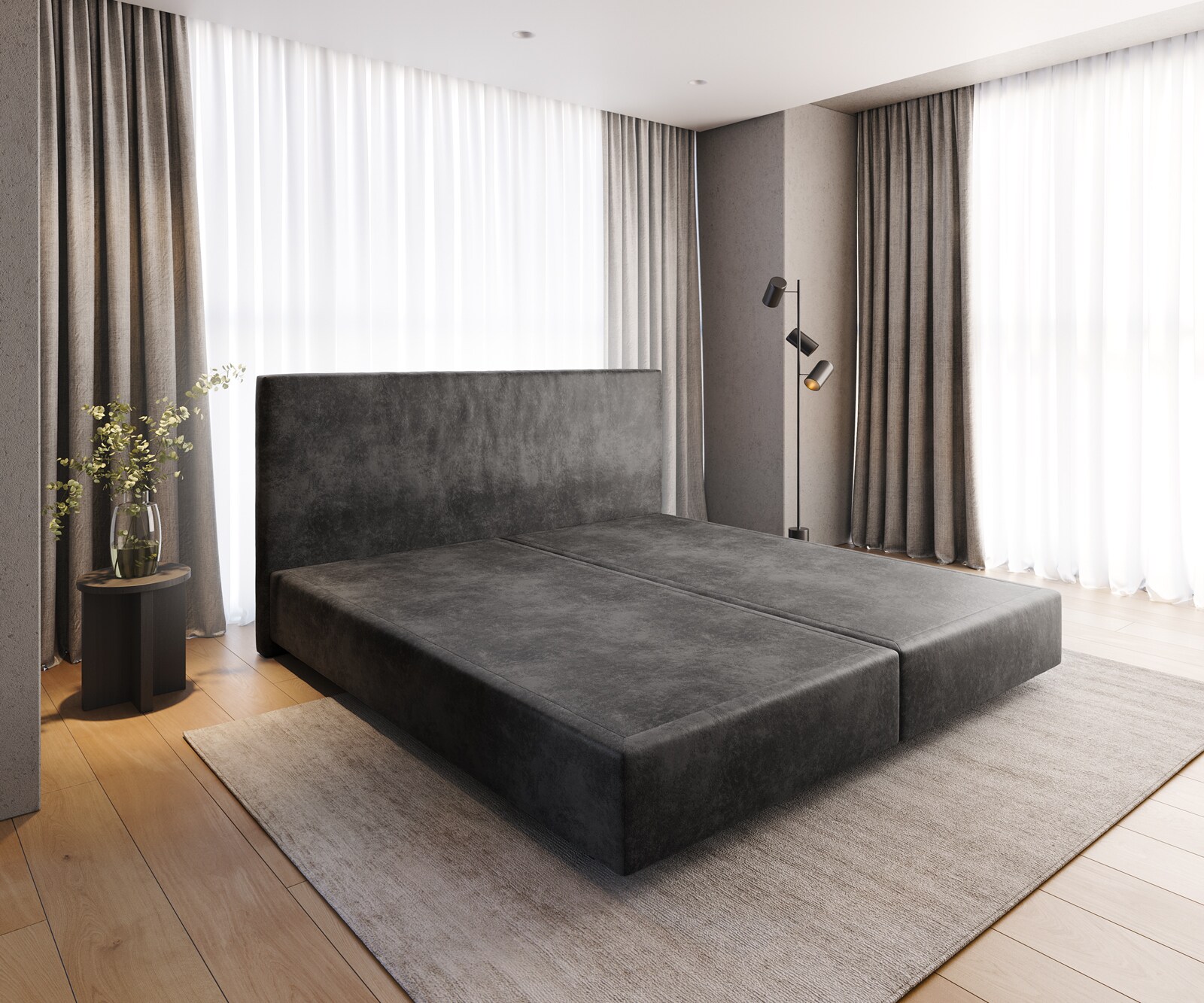 Boxspringframe Dream-Well Microvezel Antraciet Vintage 200x200 cm