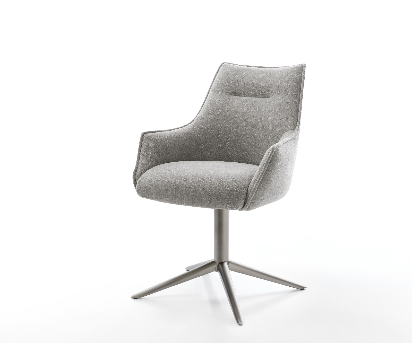 Draaistoel Alja-Flex met armleuning zachte stof met structuur grijs kruispoot grafiet 360° draaibaar rocker-functie pocketveer kern