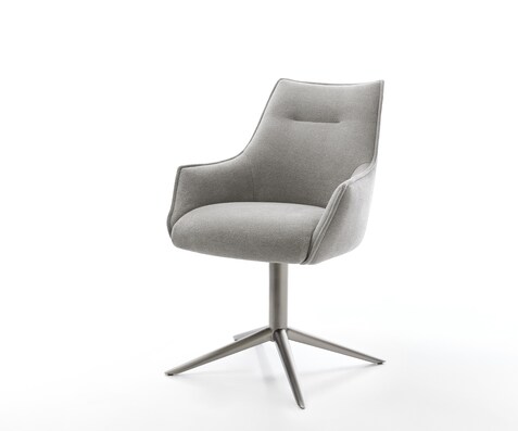 Draaistoel Alja-Flex met armleuning zachte stof met structuur grijs kruispoot grafiet 360° draaibaar rocker-functie pocketveer kern