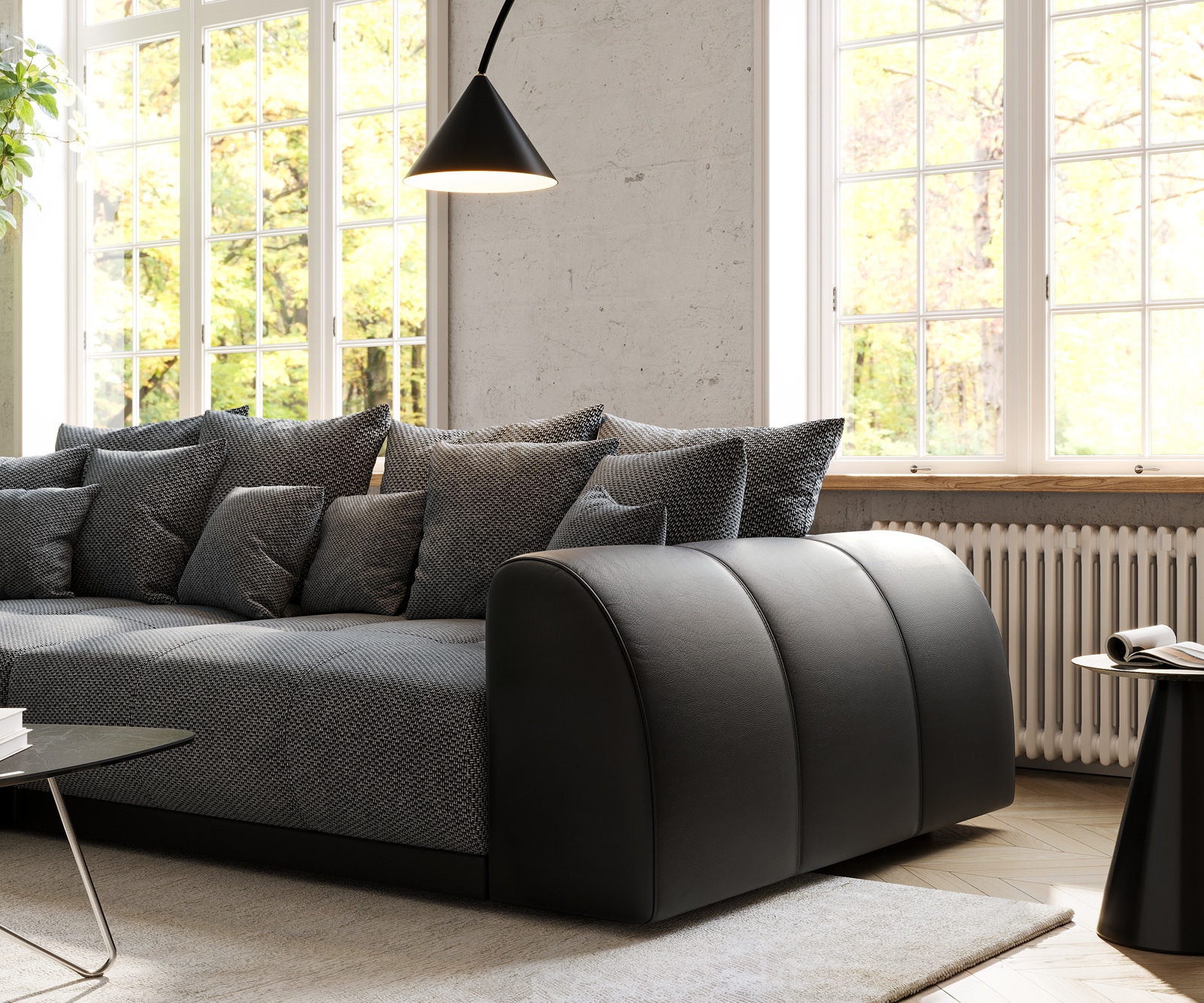 XXL-bank Violetta 310x135 cm zwart inclusief kussen 5 XXL-bank Violetta 310x135 cm zwart inclusief kussen 5