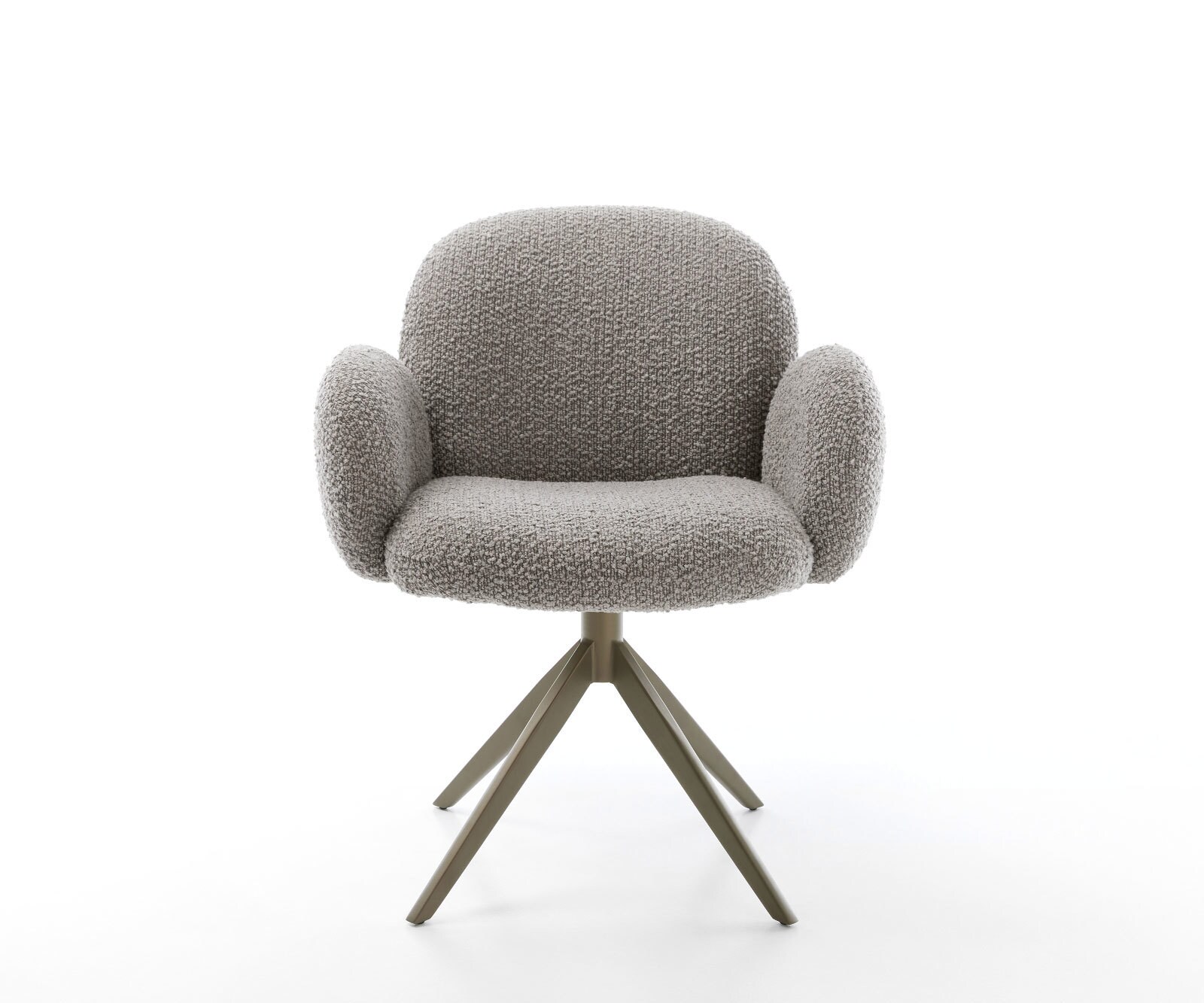 Draaistoel Nube-Flex met armleuning bouclé zilver grijs kruisframe breed afwerking met titanium 360° draaibaar rocker-functie pocketveer kern 1