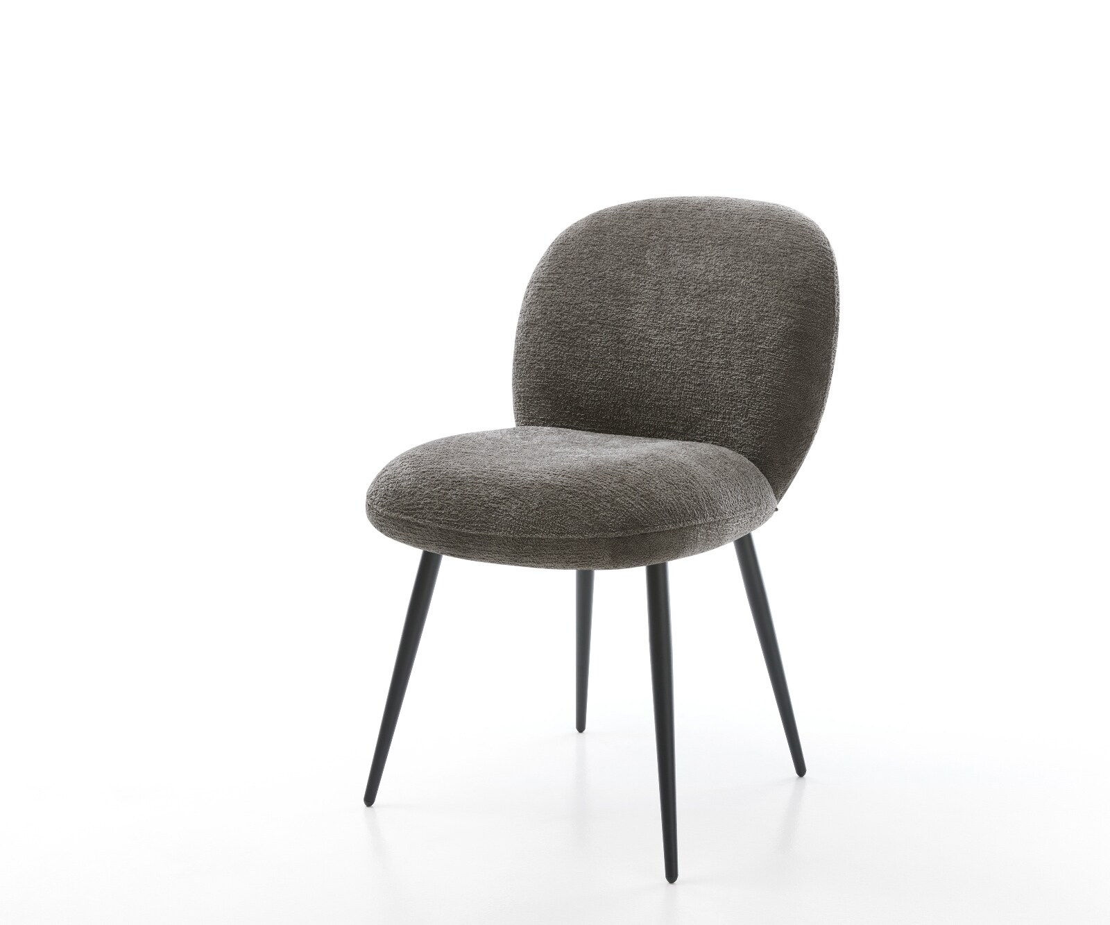 Eetkamerstoel Nube-Flex bouclé zacht mud 4-poot conisch zwart pocketveer kern 1