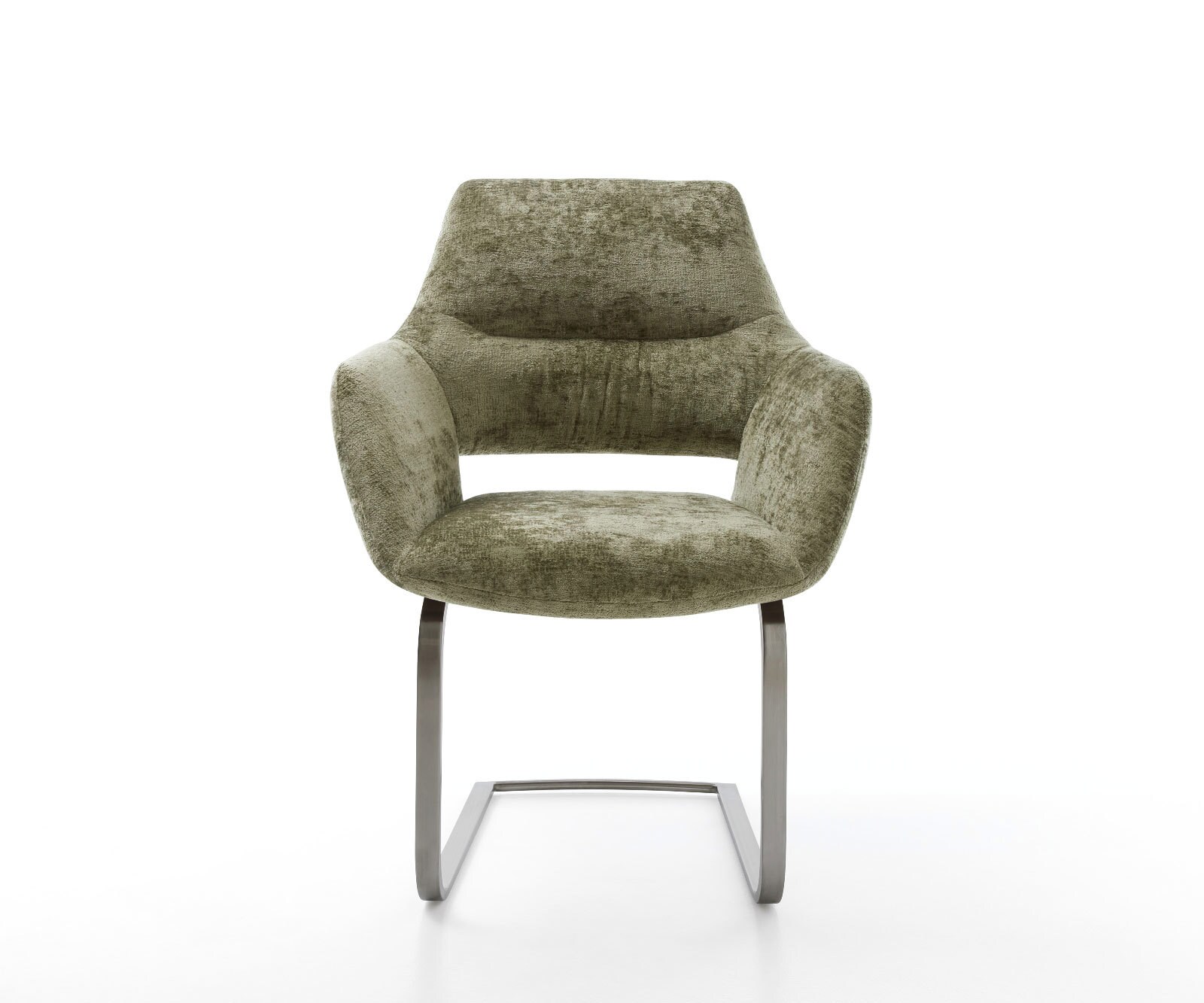 Sledemodel Yago-Flex met armleuning chenille olijfgroen sledemodel vlak grafiet pocketveer kern 2