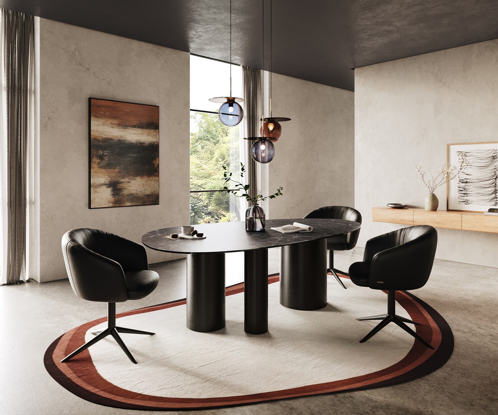 Eettafel Edge Oval 220x120 keramiek  Laminam® Nero Greco Anthrazit Troa metaal zwart 5