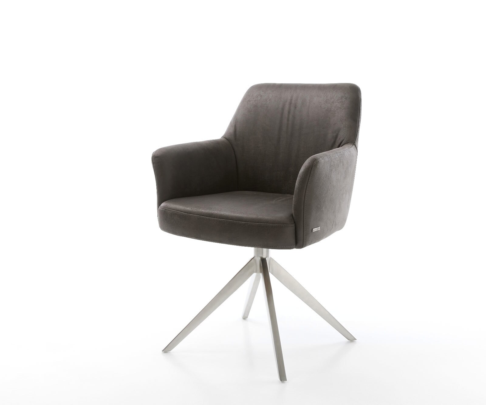 Draaistoel Xana-Flex met armleuning microvelours antraciet vintage kruisframe breed roestvrij staal 360° draaibaar rocker-functie pocketveer kern