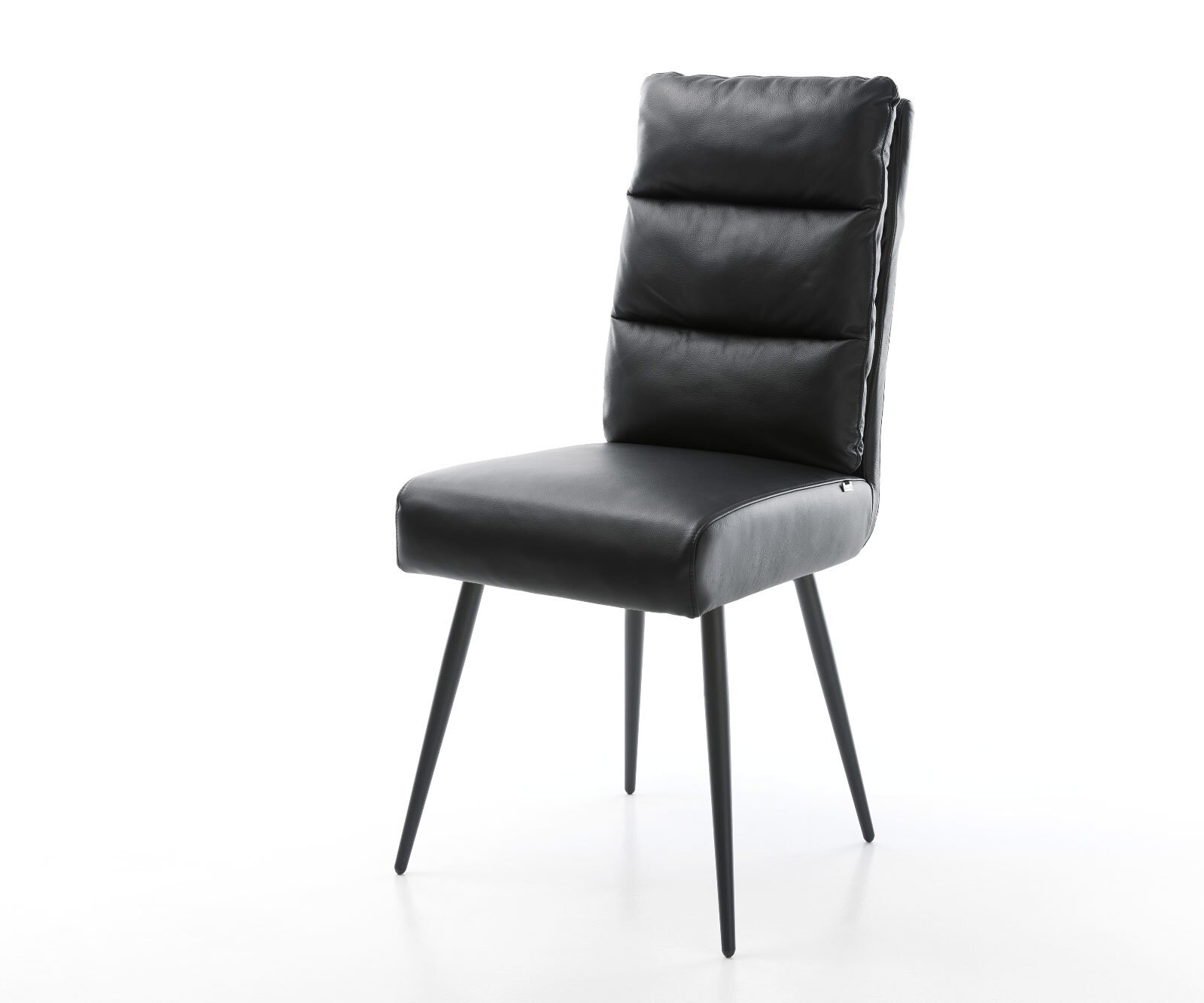 Eetkamerstoel Pela-Flex echt leer zwart 4-poot conisch zwart pocketveer kern Eetkamerstoel Pela-Flex echt leer zwart 4-poot conisch zwart pocketveer kern