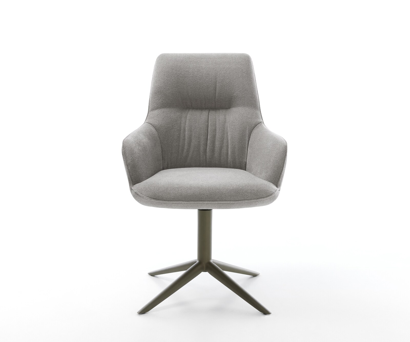 Draaistoel Zelia-Flex met armleuning zachte stof met structuur grijs kruispoot afwerking met titanium 360° draaibaar rocker-functie pocketveer kern 1