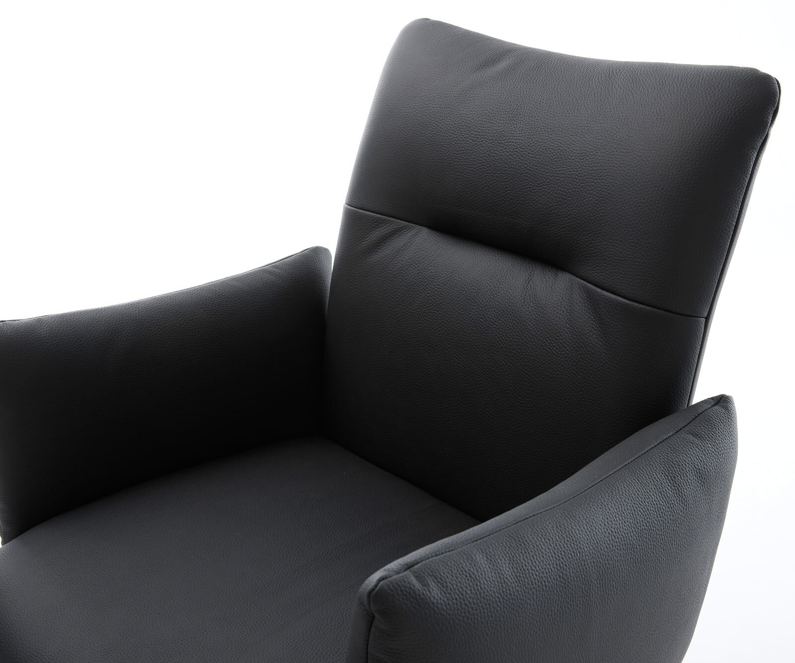 Draaistoel Jova-Flex met armleuning echt leer zwart kruispoot afwerking met titanium 360° draaibaar pocketveer kern 4