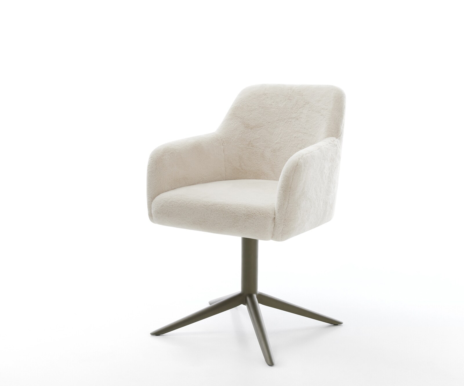 Draaistoel Greg-Flex pluchen crème-wit kruispoot afwerking met titanium 360° draaibaar rocker-functie pocketveer kern 1