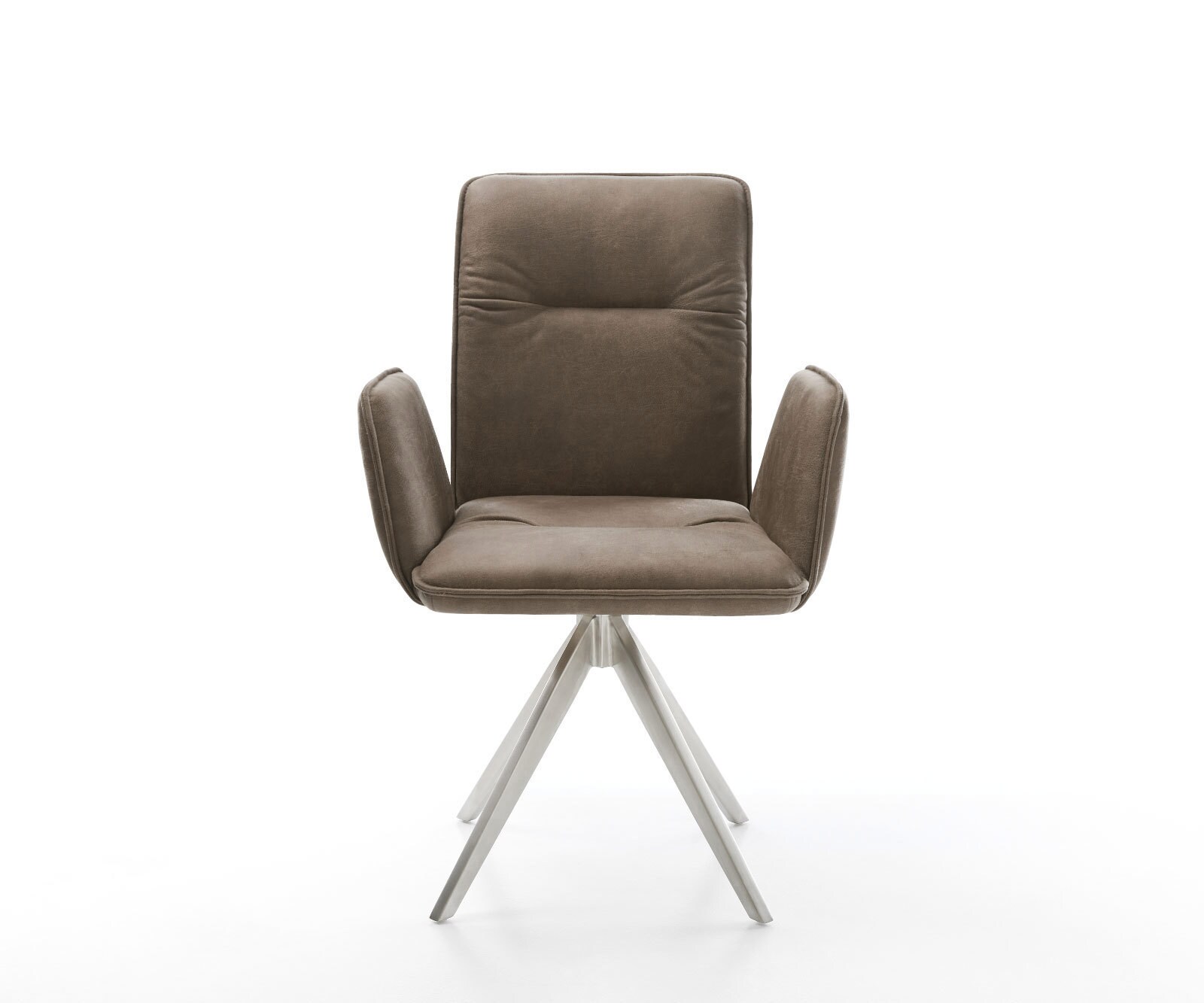 Eetkamerstoel Vinja-Flex microvelours taupe vintage kruisframe hoekig roestvrij staal 1 Eetkamerstoel Vinja-Flex microvelours taupe vintage kruisframe hoekig roestvrij staal 1