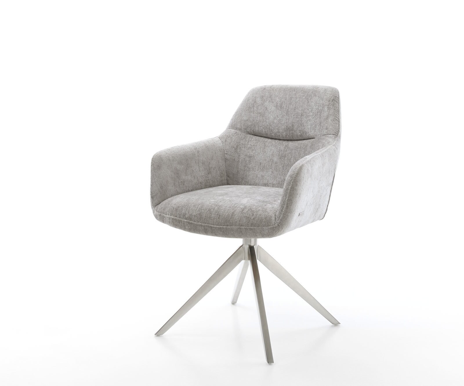 Draaistoel Pejo-Flex chenille zilver grijs kruisframe breed roestvrij staal 360° draaibaar rocker-functie pocketveer kern