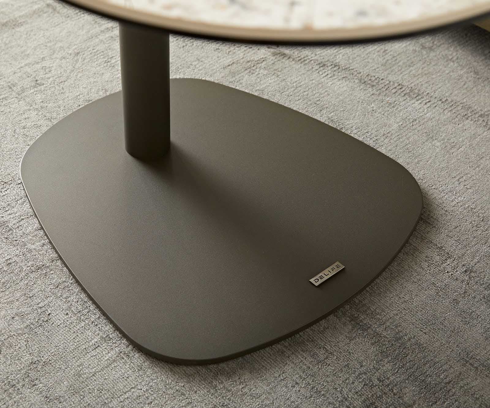 Salontafel Elenya 60x60 cm keramiek Minas Melange wit-beige frame effectafwerking titanium 7