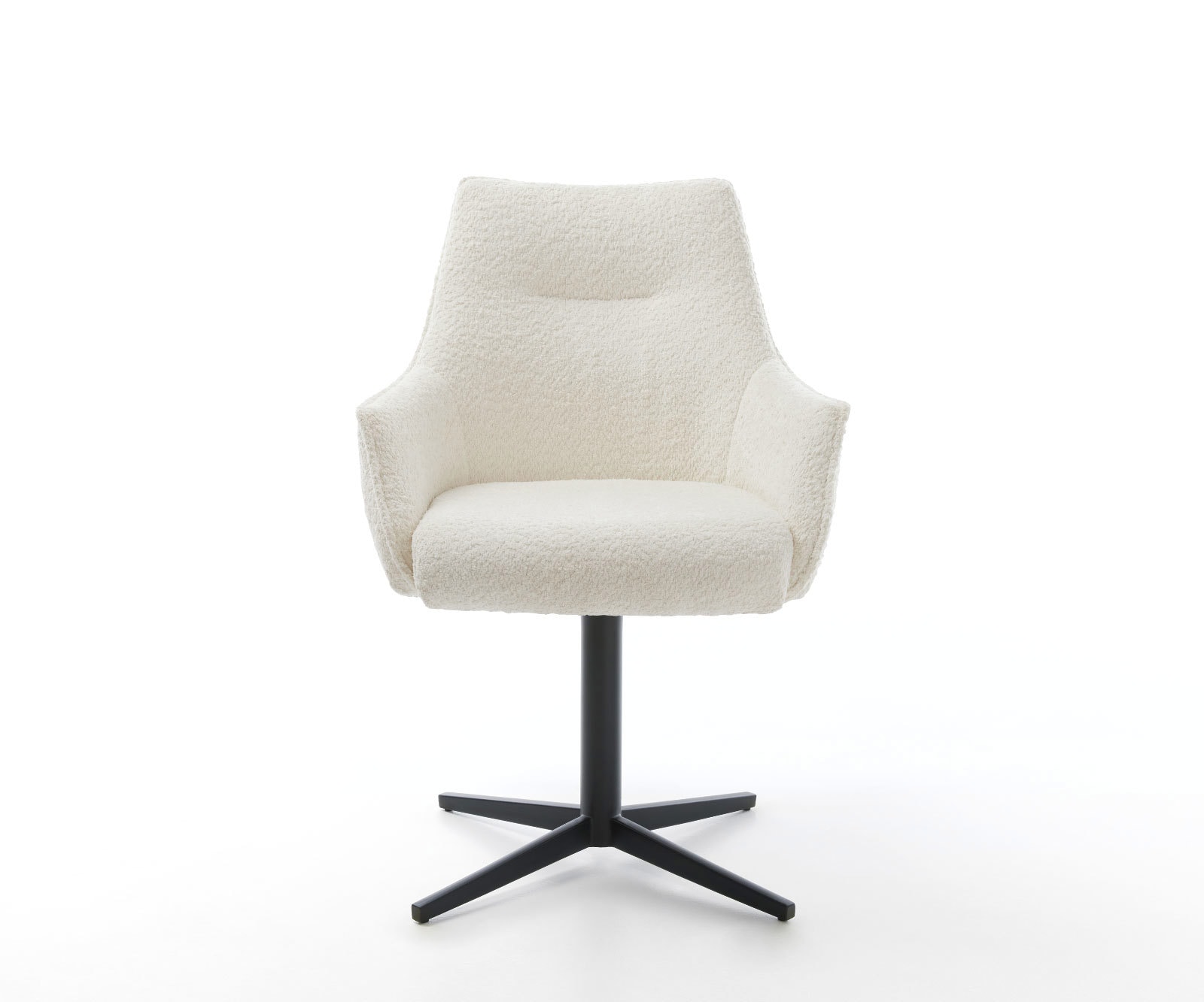 Draaistoel Alja-Flex met armleuning bouclé wit kruispoot zwart 360° draaibaar pocketveer kern 1 Draaistoel Alja-Flex met armleuning bouclé wit kruispoot zwart 360° draaibaar pocketveer kern 1