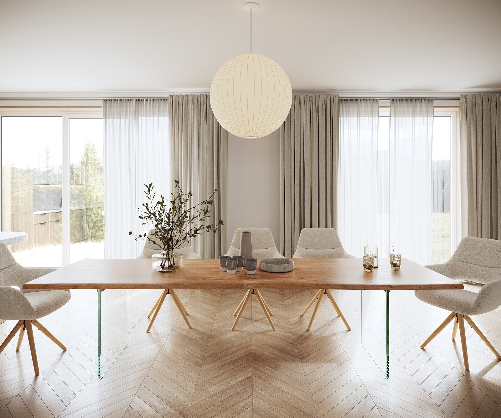 Eettafel Edge 300x100 acacia natuur glas Live-Edge 1