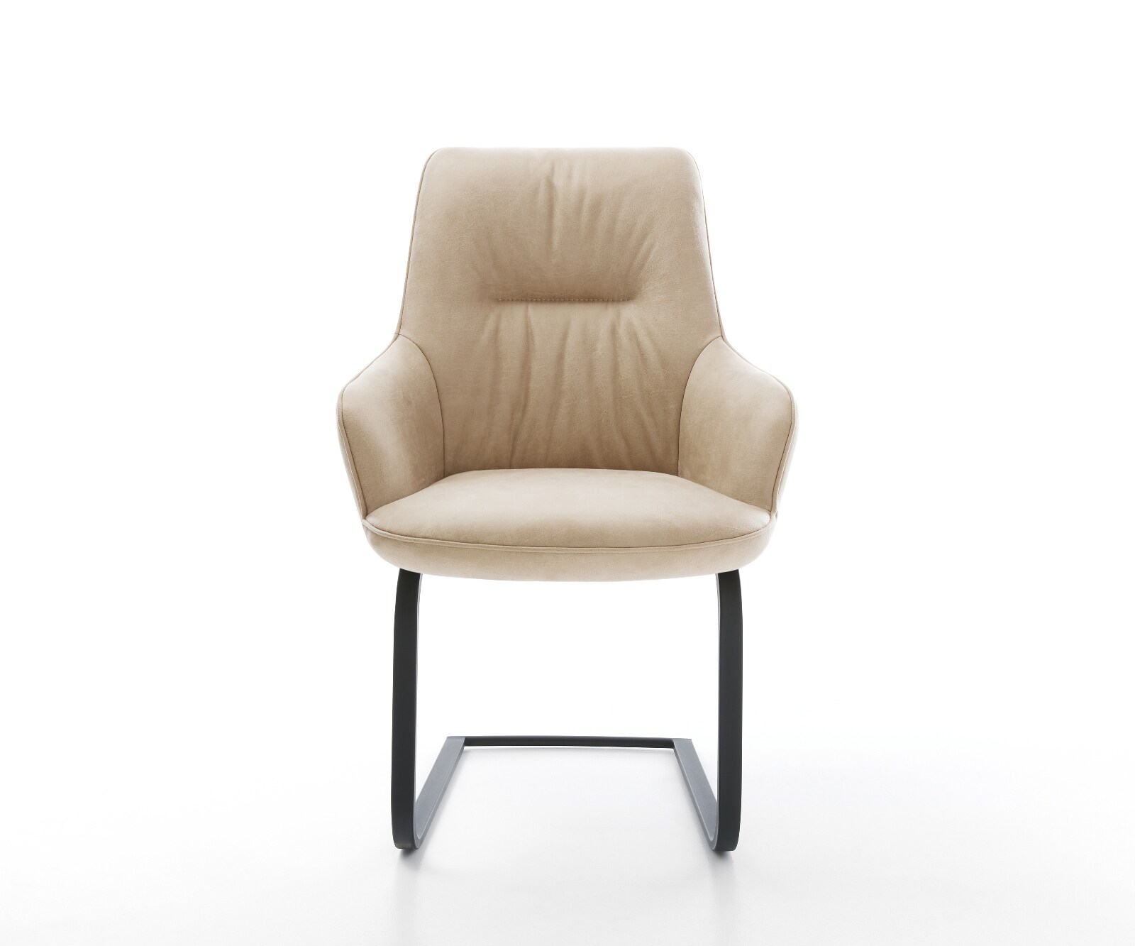 Sledemodel Zelia-Flex met armleuning microvelours beige vintage sledemodel vlak zwart pocketveer kern 2