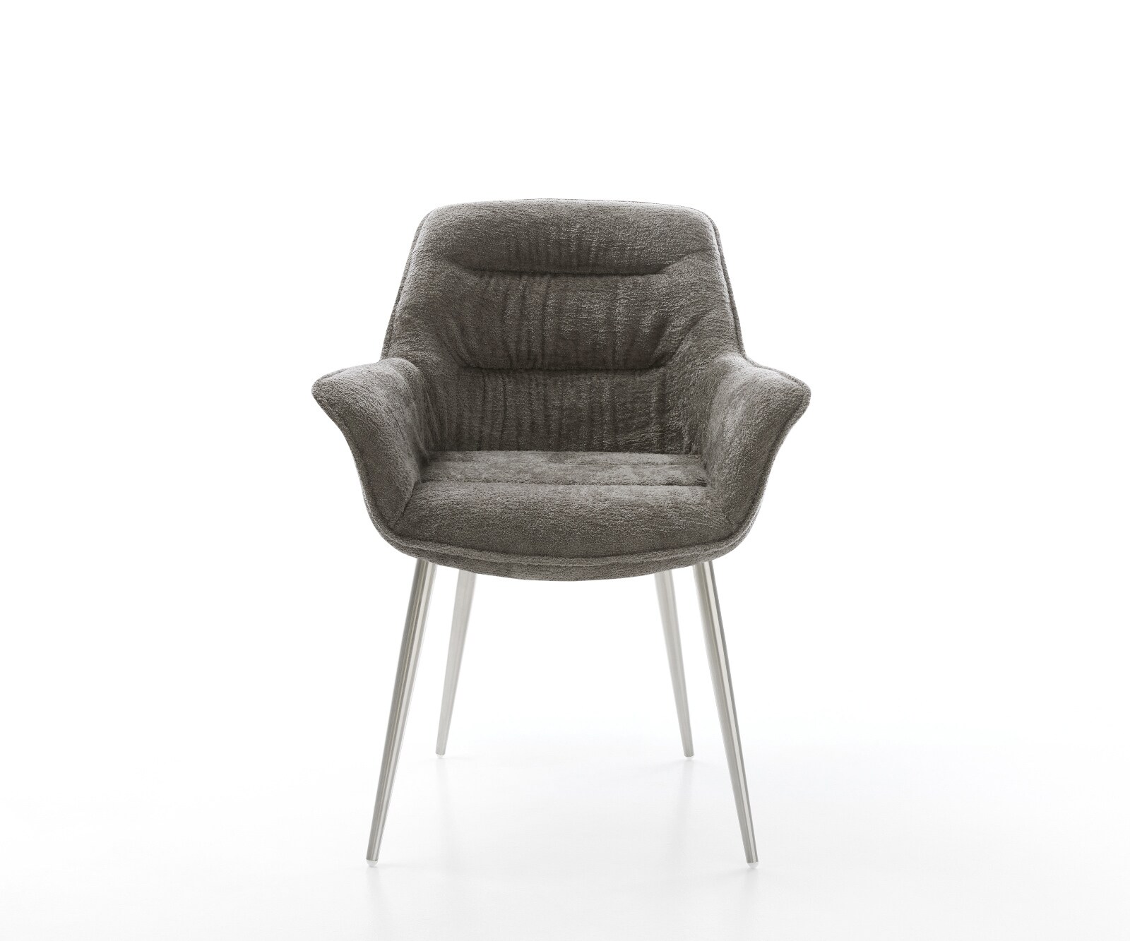 Eetkamerstoel Kaira-Flex bouclé zacht mud 4-poot conisch roestvrij staal 2