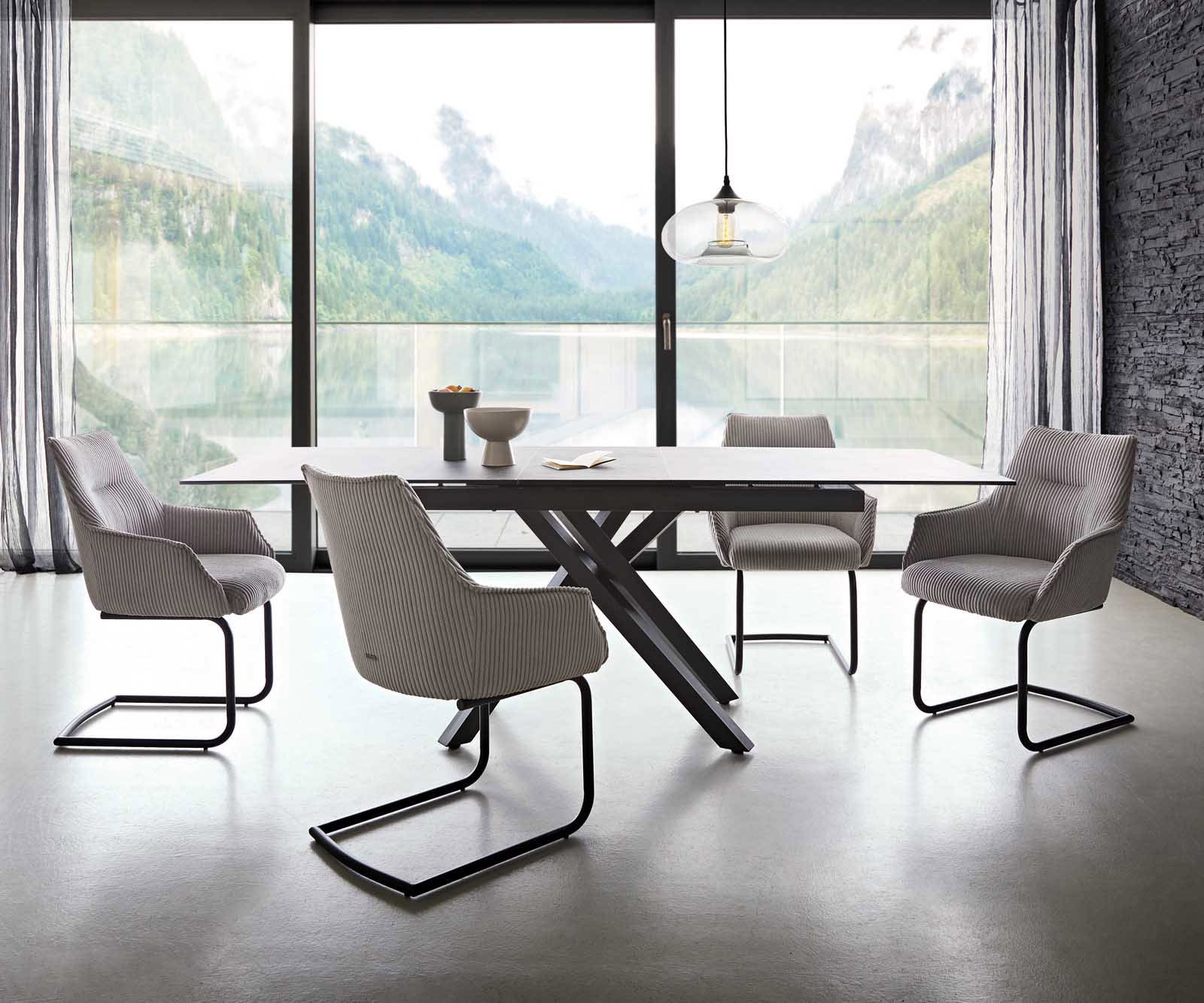 Sledemodel Alja-Flex met armleuning koord zilver grijs sledemodel rond zwart pocketveer kern 3 Sledemodel Alja-Flex met armleuning koord zilver grijs sledemodel rond zwart pocketveer kern 3