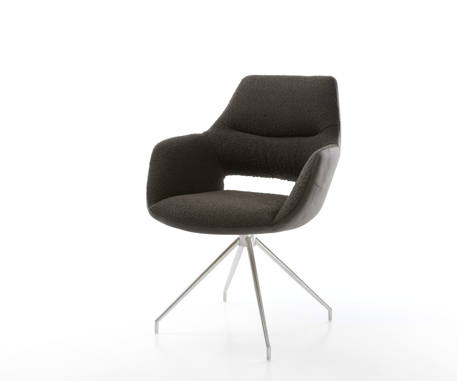 Draaistoel Yago-Flex met armleuning materiaalmix zwart kruisframe conisch roestvrij staal 180° draaibaar pocketveer kern