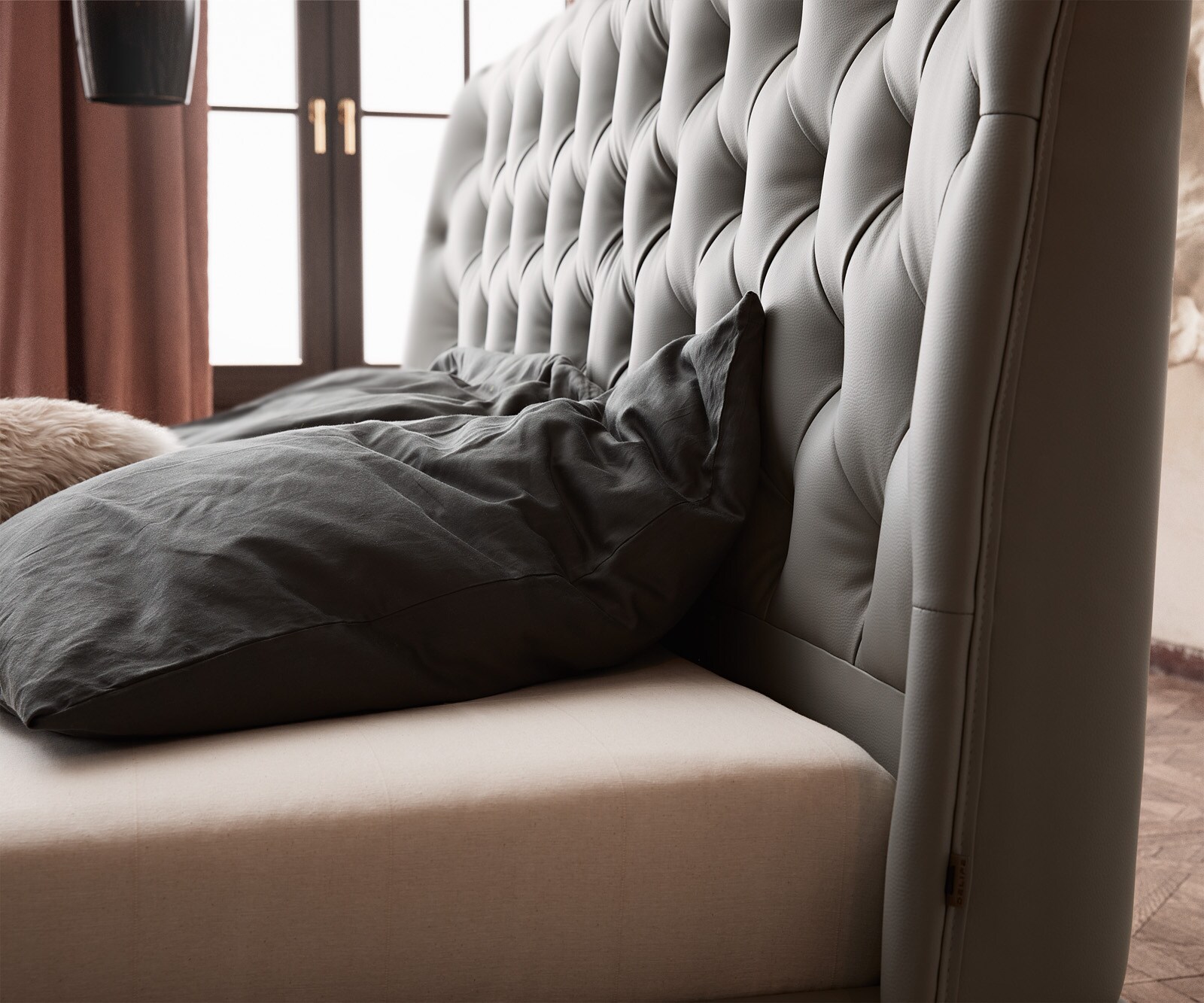 Bedframe Rafinata 180x200 cm kunstleer lichtgrijs 4