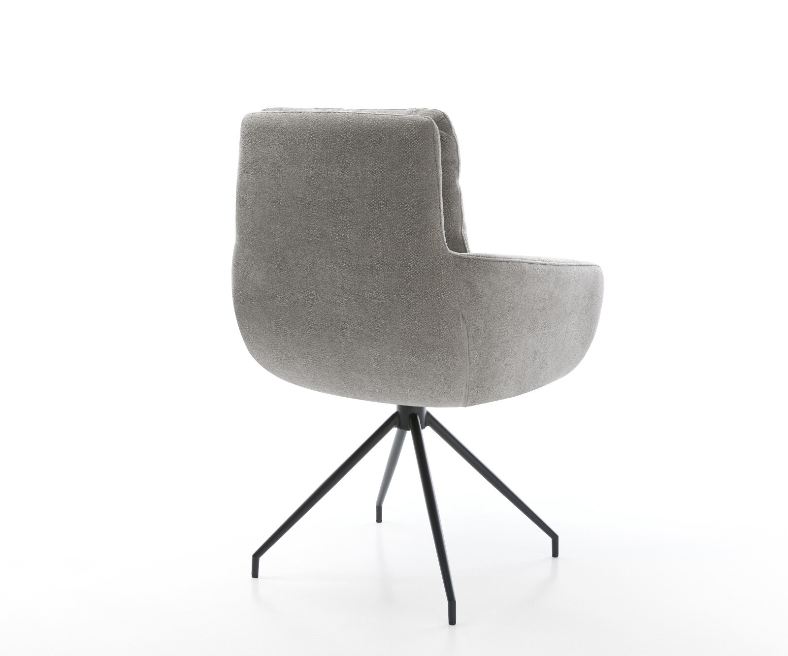 Eetkamerstoel Abelia-Flex met armleuning zachte stof met structuur grijs kruisframe conisch zwart 5