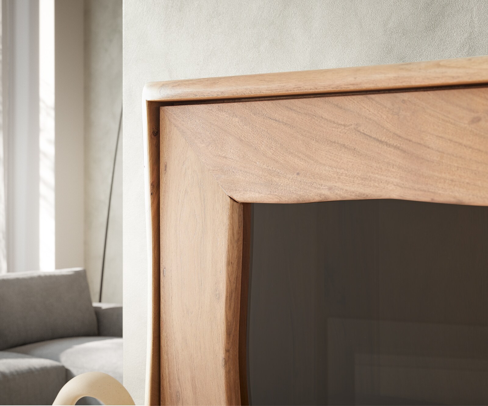 Vitrinekast Live-Edge 120x190 cm acacia natuur 2 deuren 4 laden massief 8