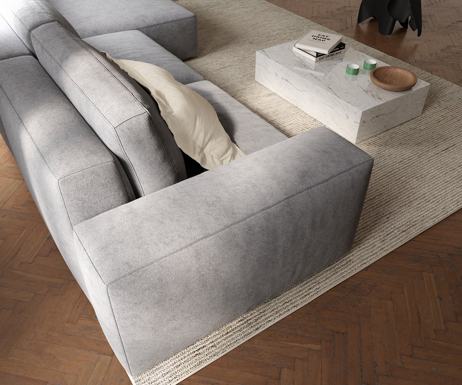 Hoekbank Lanzo L 360x160 cm microvezel Grijs Recamiere variabel 5
