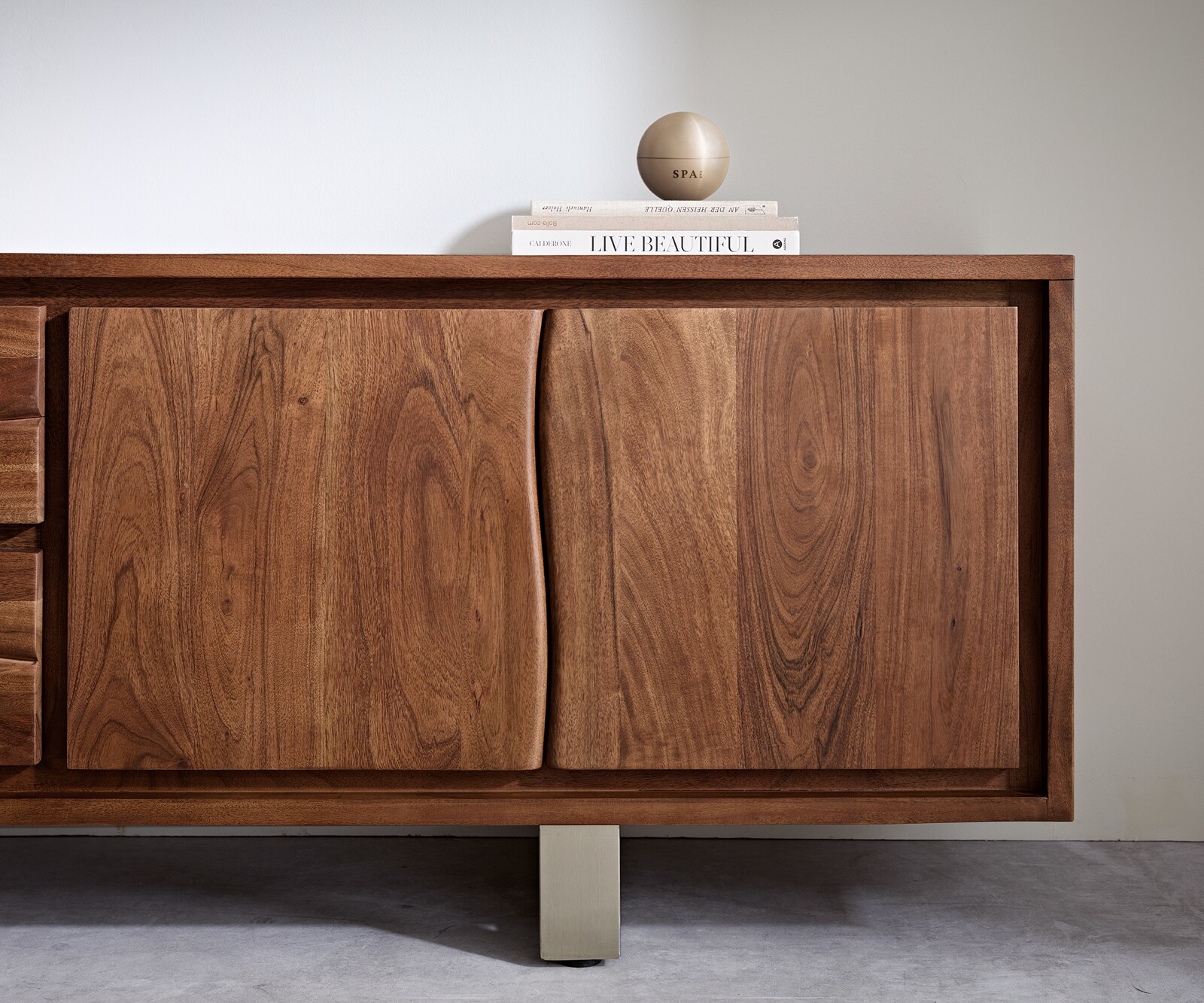 TV-meubel Live-Edge acacia bruin 200 cm 4 deuren 2 laden 5