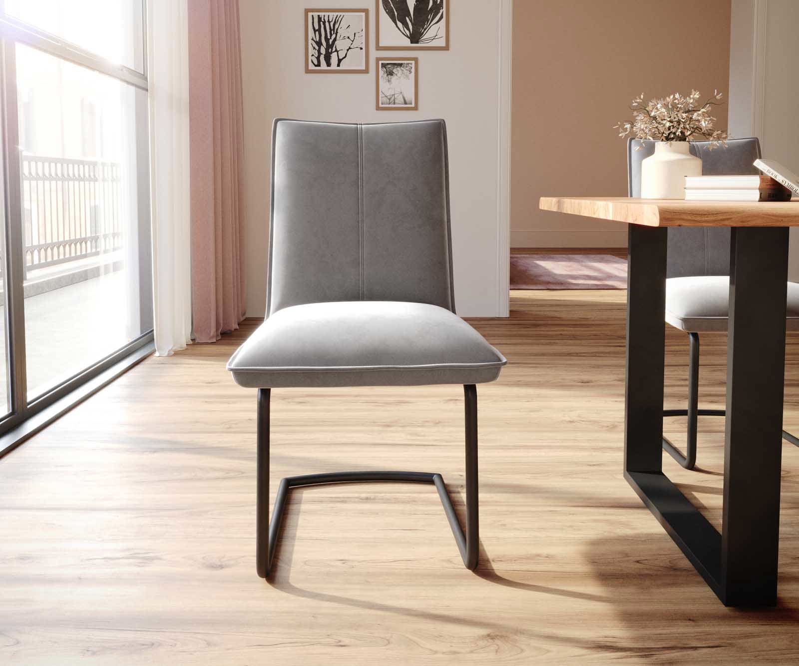 Sledemodel Lelio-Flex fluweel grijs sledemodel rond zwart pocketveer kern 1 Sledemodel Lelio-Flex fluweel grijs sledemodel rond zwart pocketveer kern 1