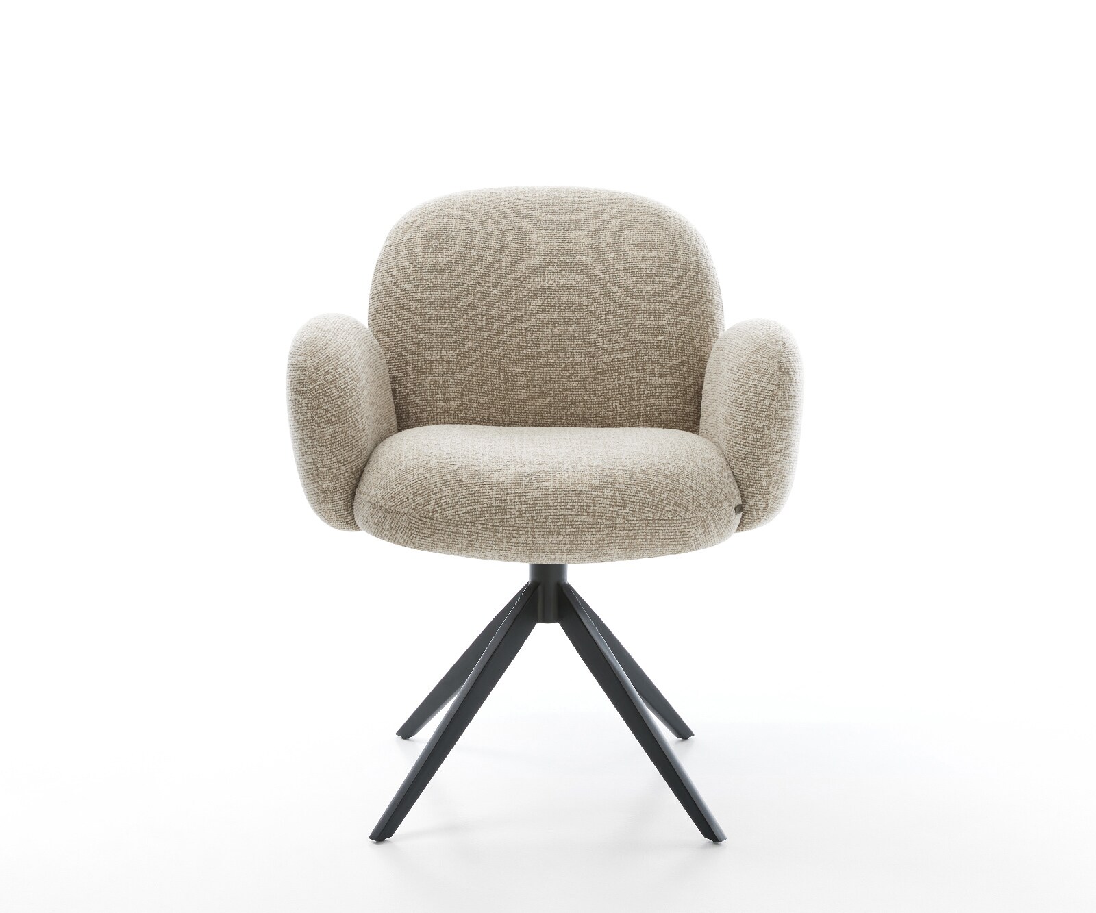 Draaistoel Nube-Flex met armleuning geweven stof beige kruisframe breed zwart 360° draaibaar rocker-functie pocketveer kern 2