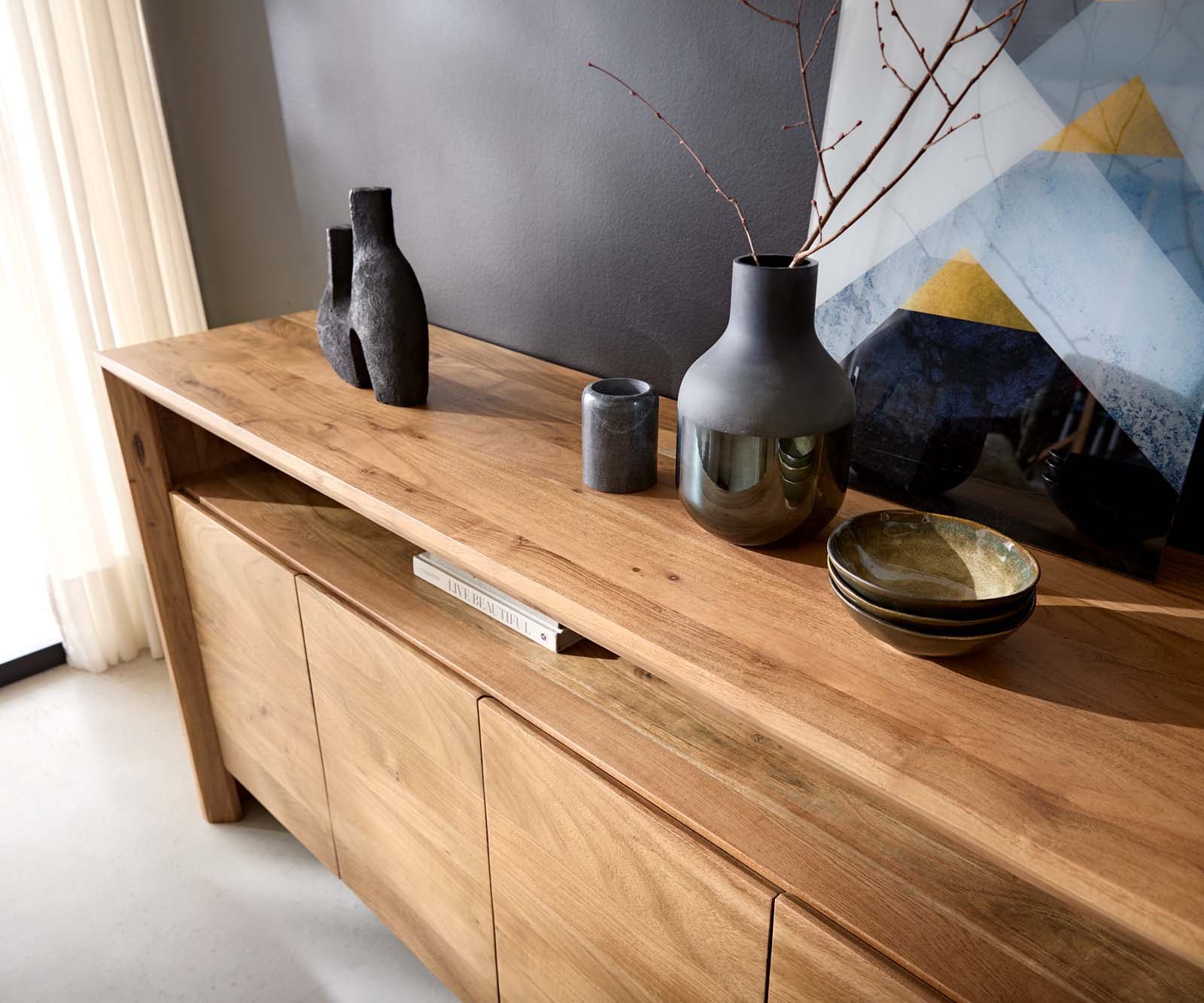 Dressoir Assuan 175 cm Acacia Natuur 4 deuren 1 vak 4 Dressoir Assuan 175 cm Acacia Natuur 4 deuren 1 vak 4