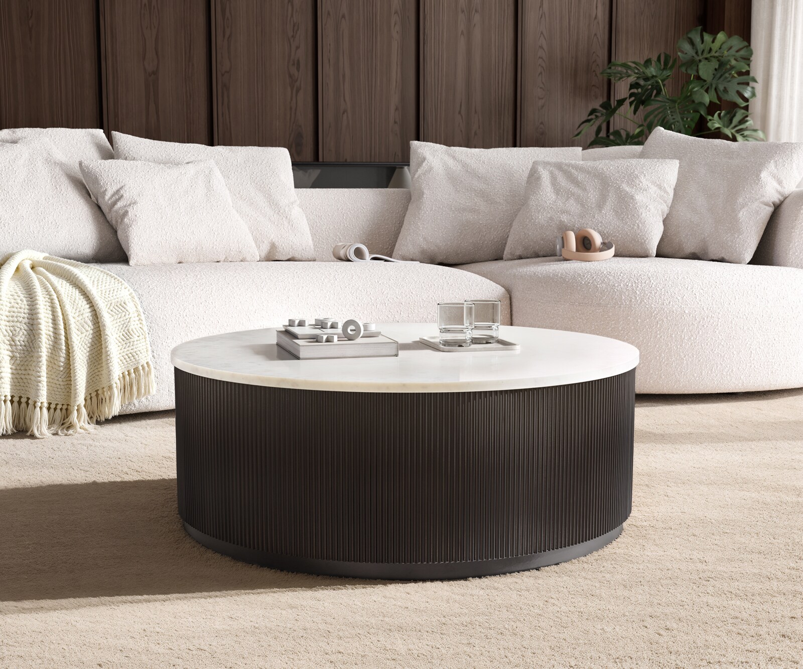 Salontafel Fiorano 90x90 cm marmer wit metaal zwart antiek 3