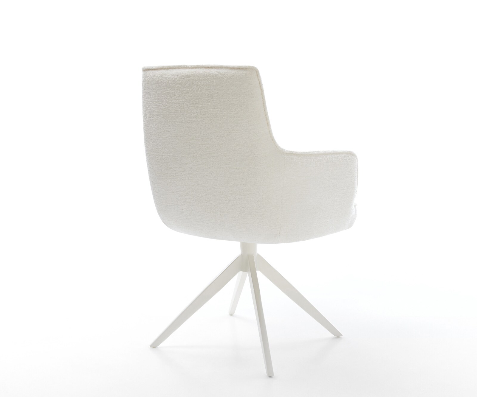 Draaistoel Heira-Flex met armleuning bouclé zacht beige kruisframe breed wit 360° draaibaar rocker-functie pocketveer kern 5