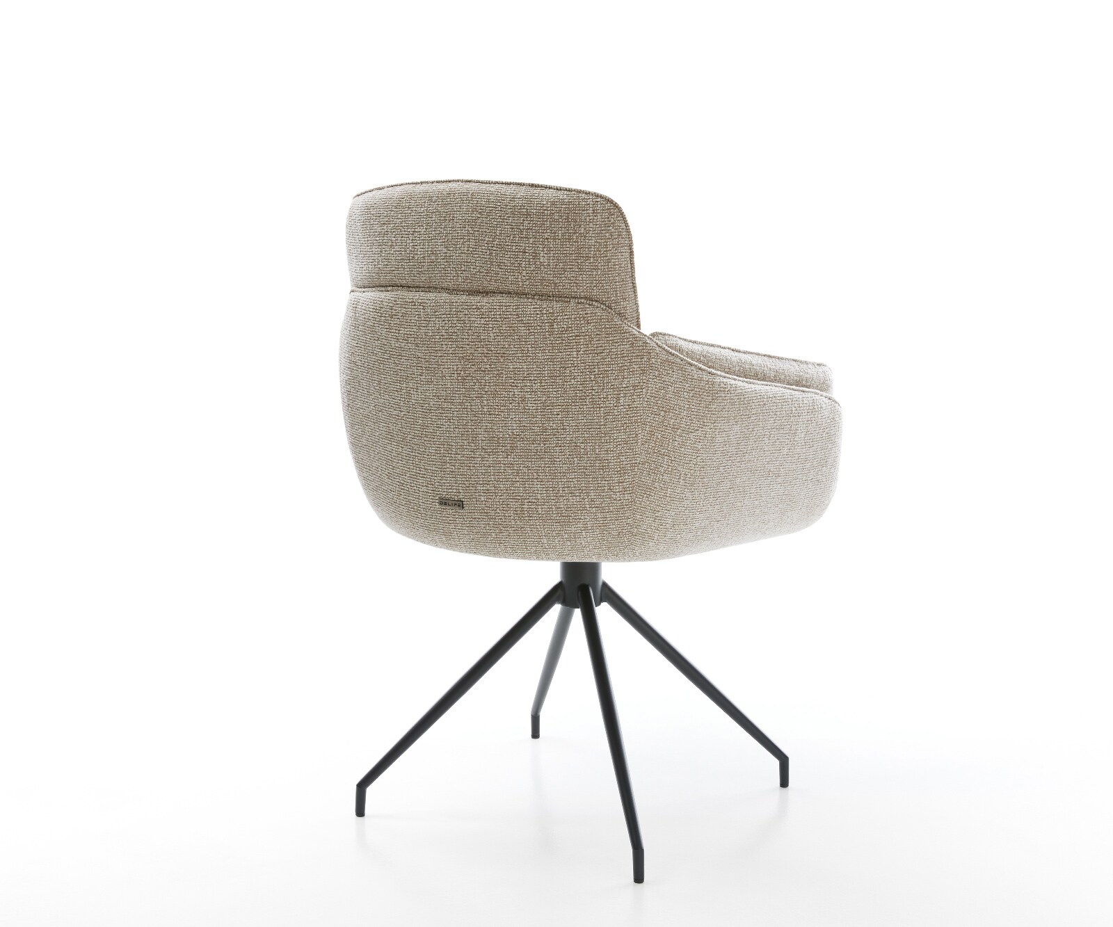 Eetkamerstoel Luan-Flex met armleuning geweven stof beige kruisframe conisch zwart 4