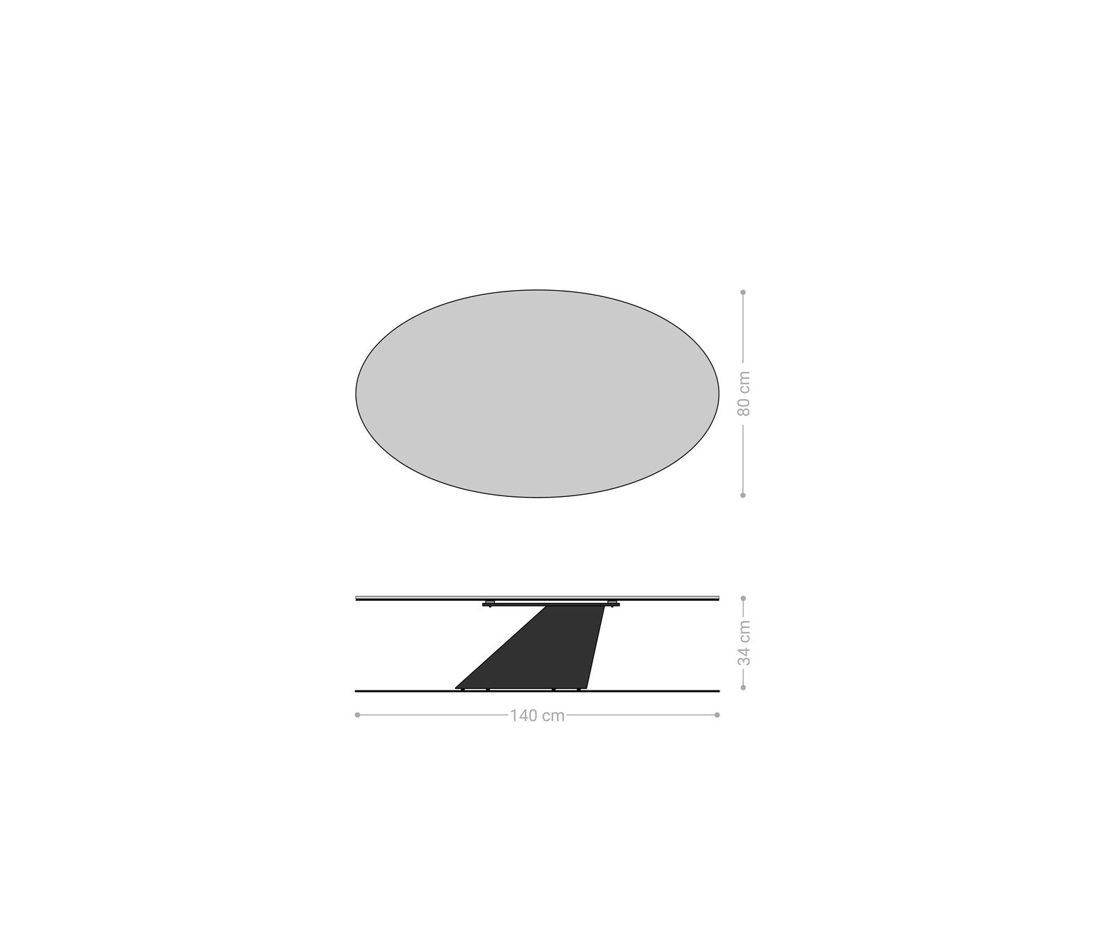 Salontafel Edge ovaal 140x80 cm keramiek beton grijs Conis roestvrij staal geborsteld 5