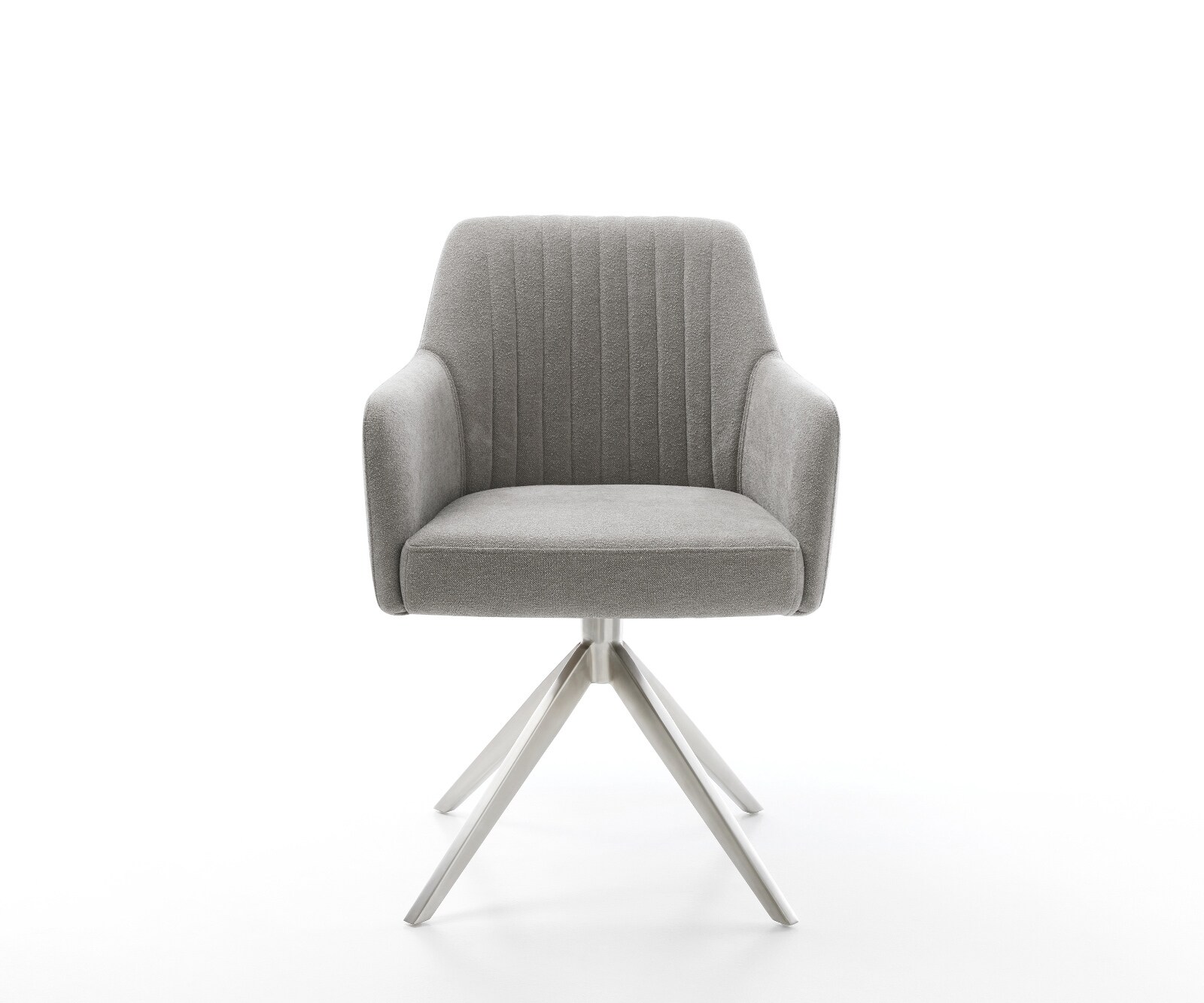 Draaistoel Greg-Flex zachte stof met structuur grijs kruisframe breed roestvrij staal 360° draaibaar rocker-functie pocketveer kern 2