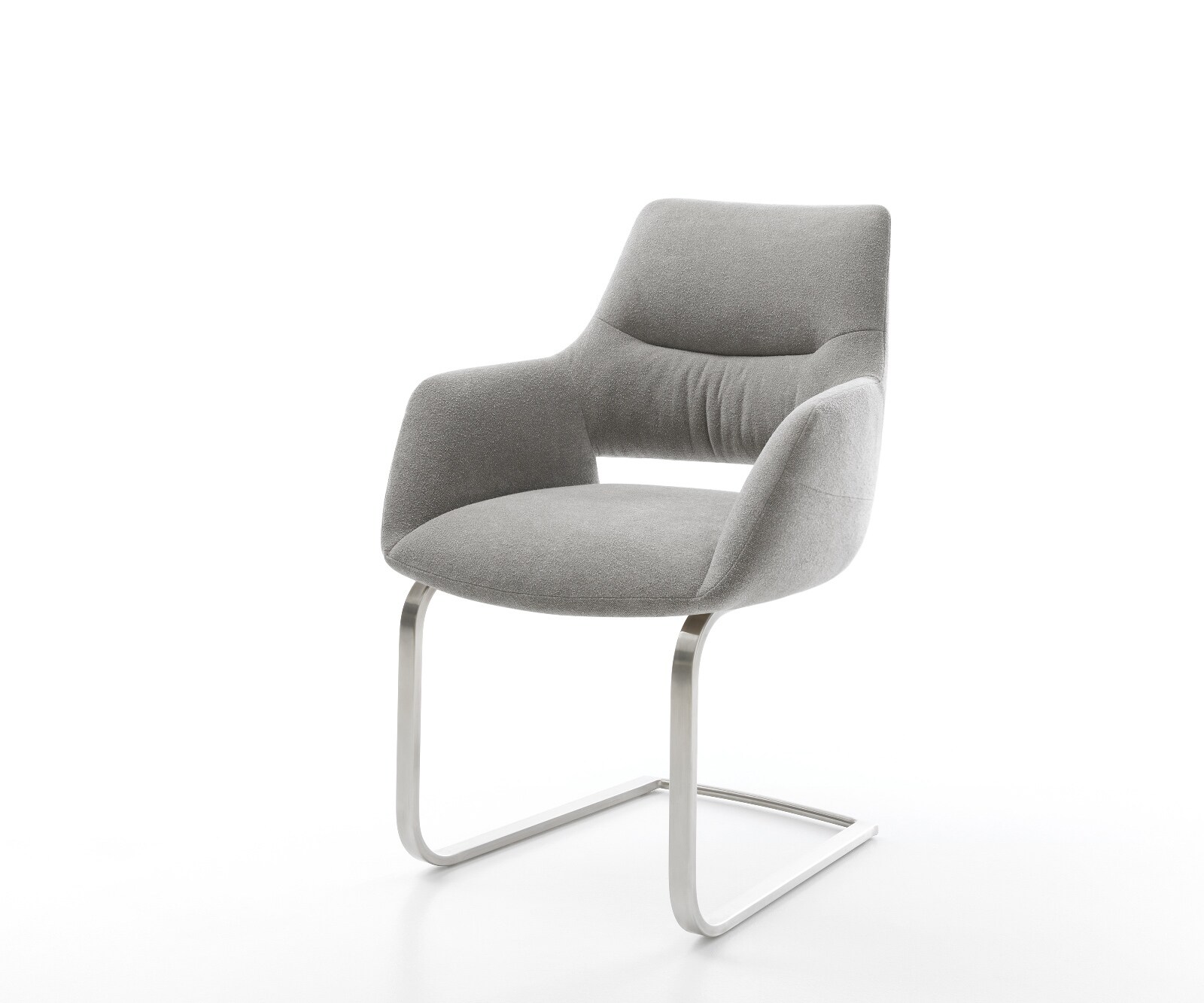 Sledemodel Yago-Flex met armleuning zachte stof met structuur grijs sledemodel vlak roestvrij staal pocketveer kern 1