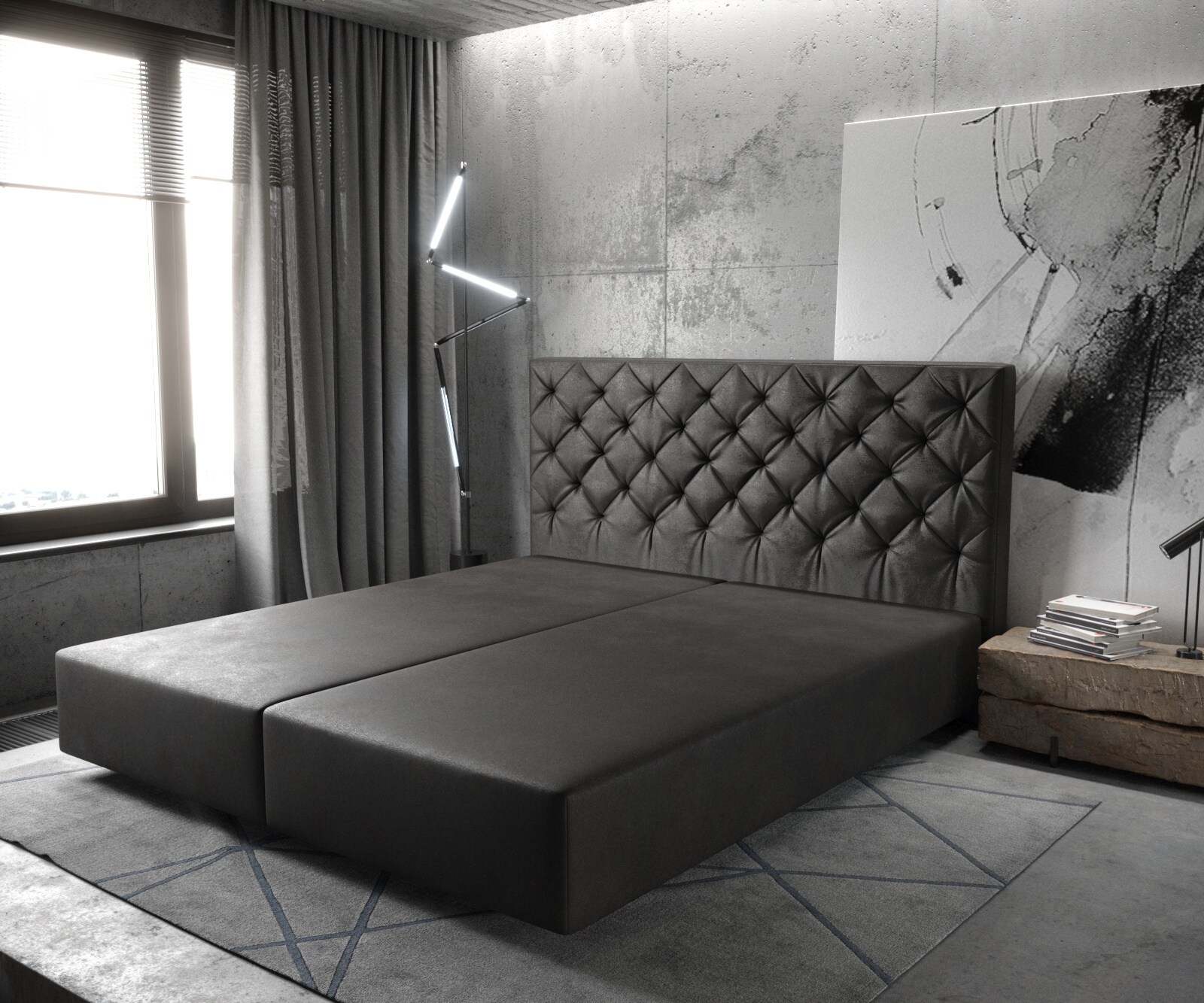 Boxspring-frame Dream-Great 180x200 Lederimitat antraciet 1