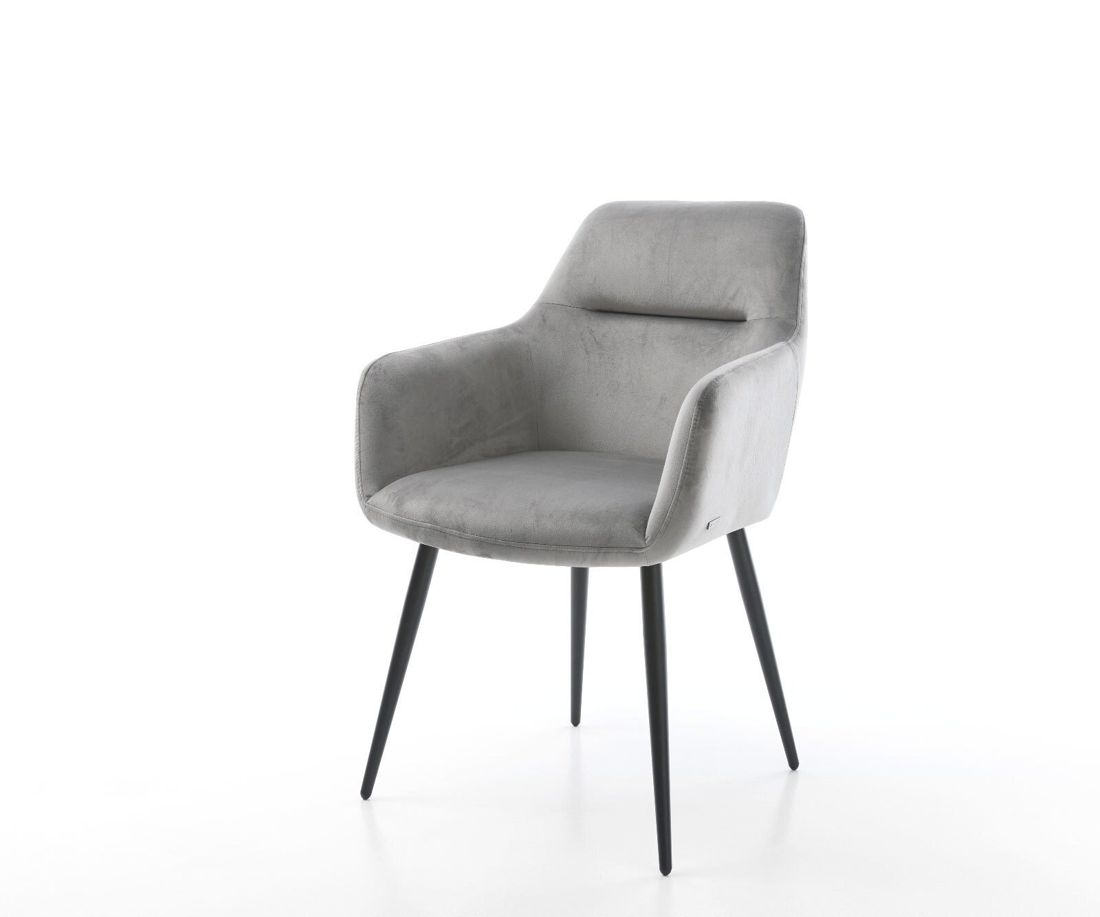Eetkamerstoel Pejo-Flex fluweel grijs 4-poot conisch zwart pocketveer kern Eetkamerstoel Pejo-Flex fluweel grijs 4-poot conisch zwart pocketveer kern