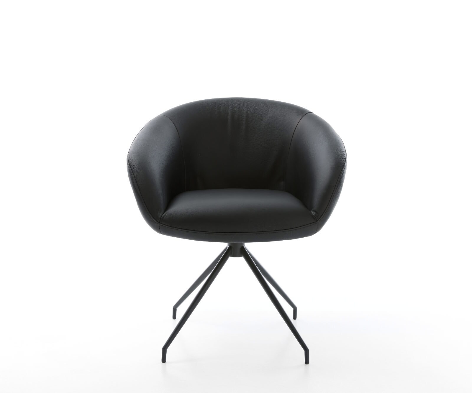 Draaistoel Vinka-Flex met armleuning echt leer zwart kruisframe conisch zwart 180° draaibaar pocketveer kern 2