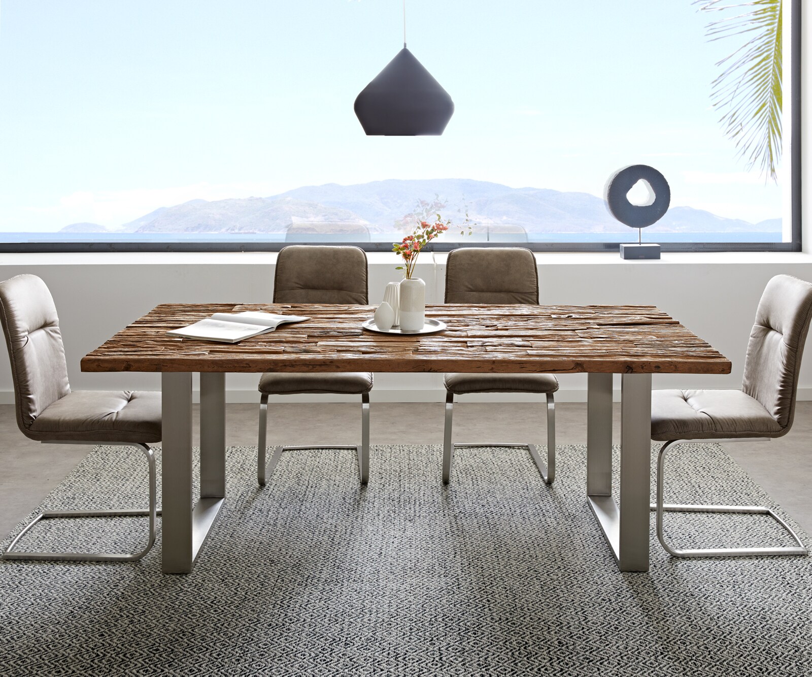 Eettafel Reclaimed 200x100 cm vintage look roestvrij staal smal 1 Eettafel Reclaimed 200x100 cm vintage look roestvrij staal smal 1