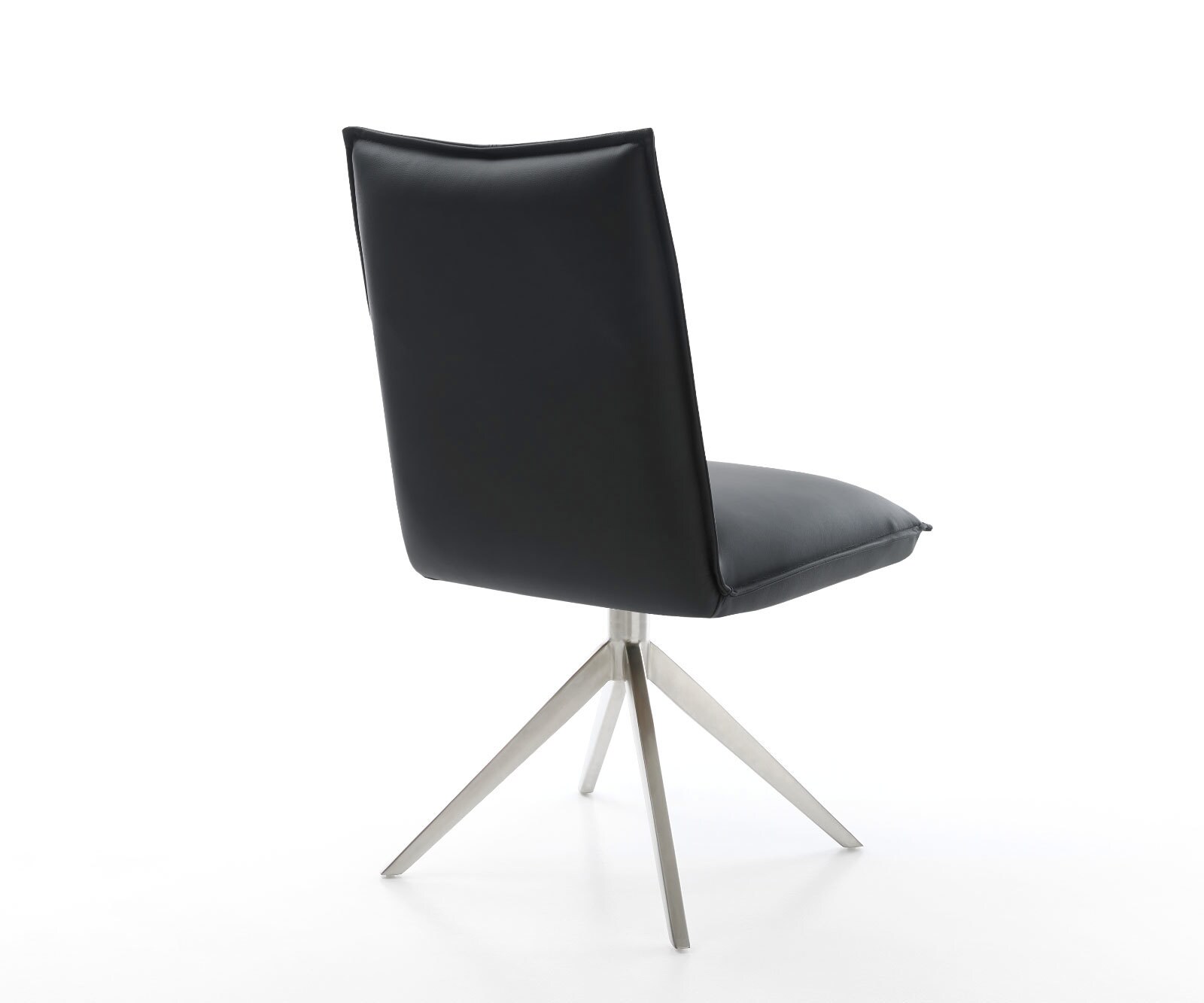 Draaistoel Lelio-Flex echt leer zwart kruisframe breed roestvrij staal 360° draaibaar rocker-functie pocketveer kern 4