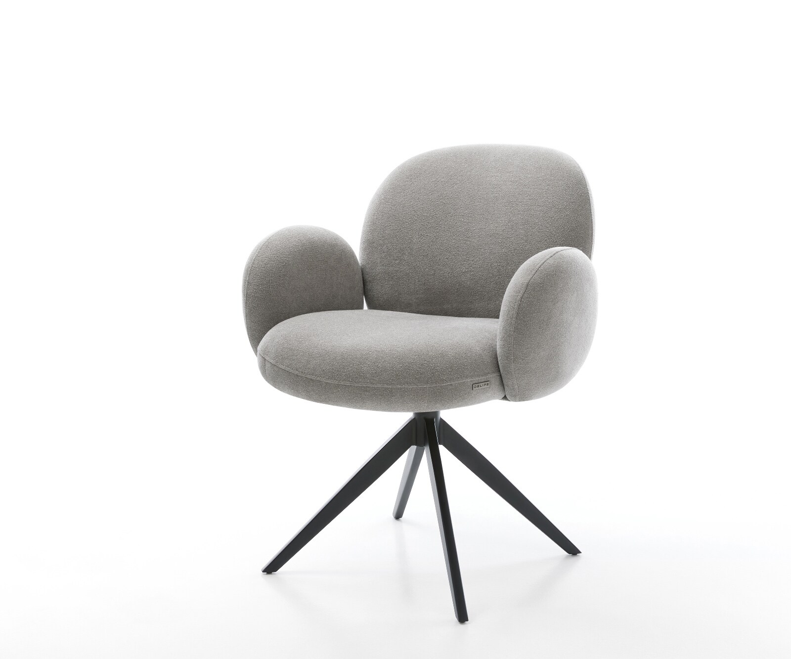 Draaistoel Nube-Flex met armleuning zachte stof met structuur grijs kruisframe breed zwart 360° draaibaar rocker-functie pocketveer kern 1