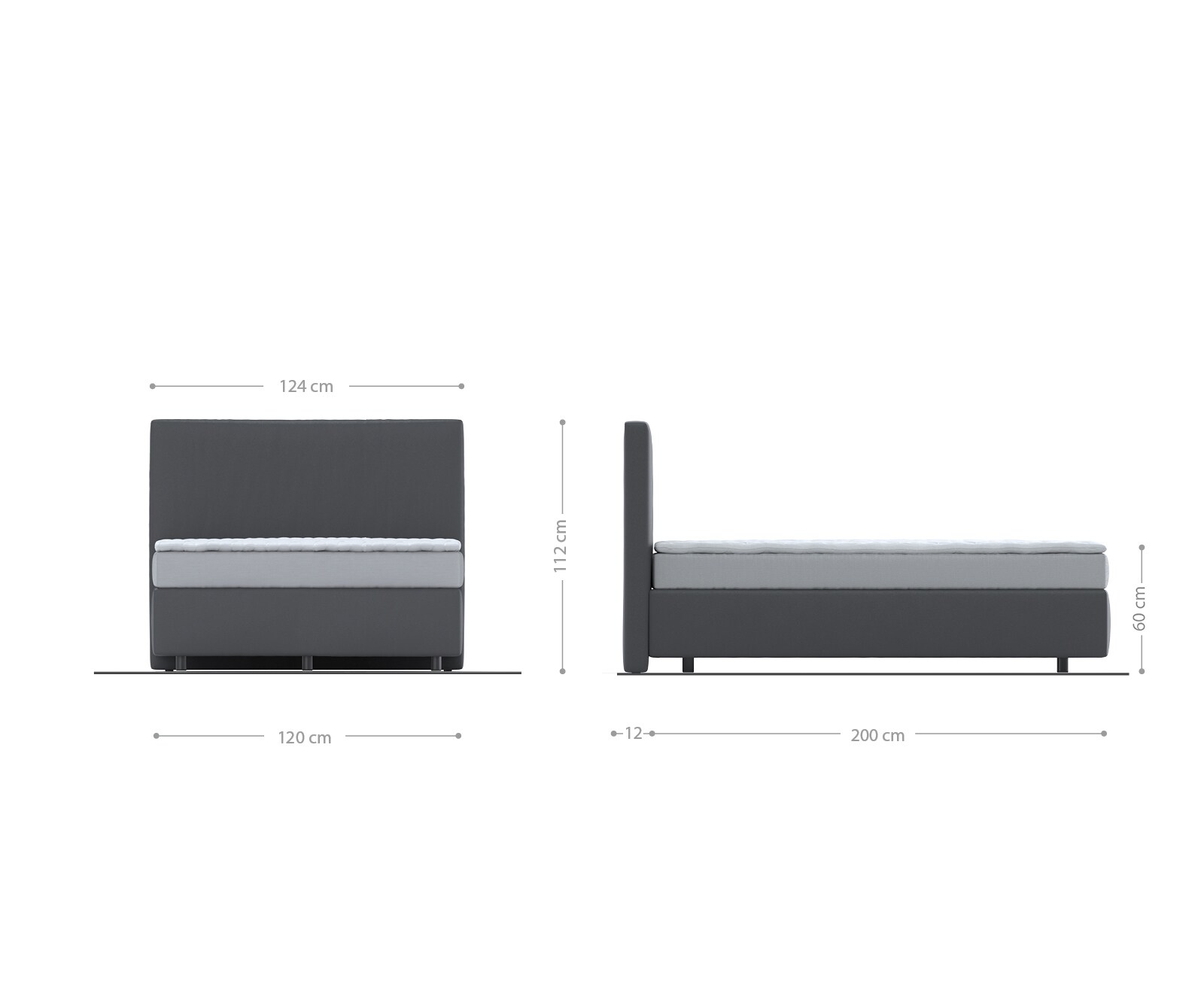Boxspringbed Dream-Well 120x200 cm Microvezel Grijs met TFK Matras en Visco Topper 4
